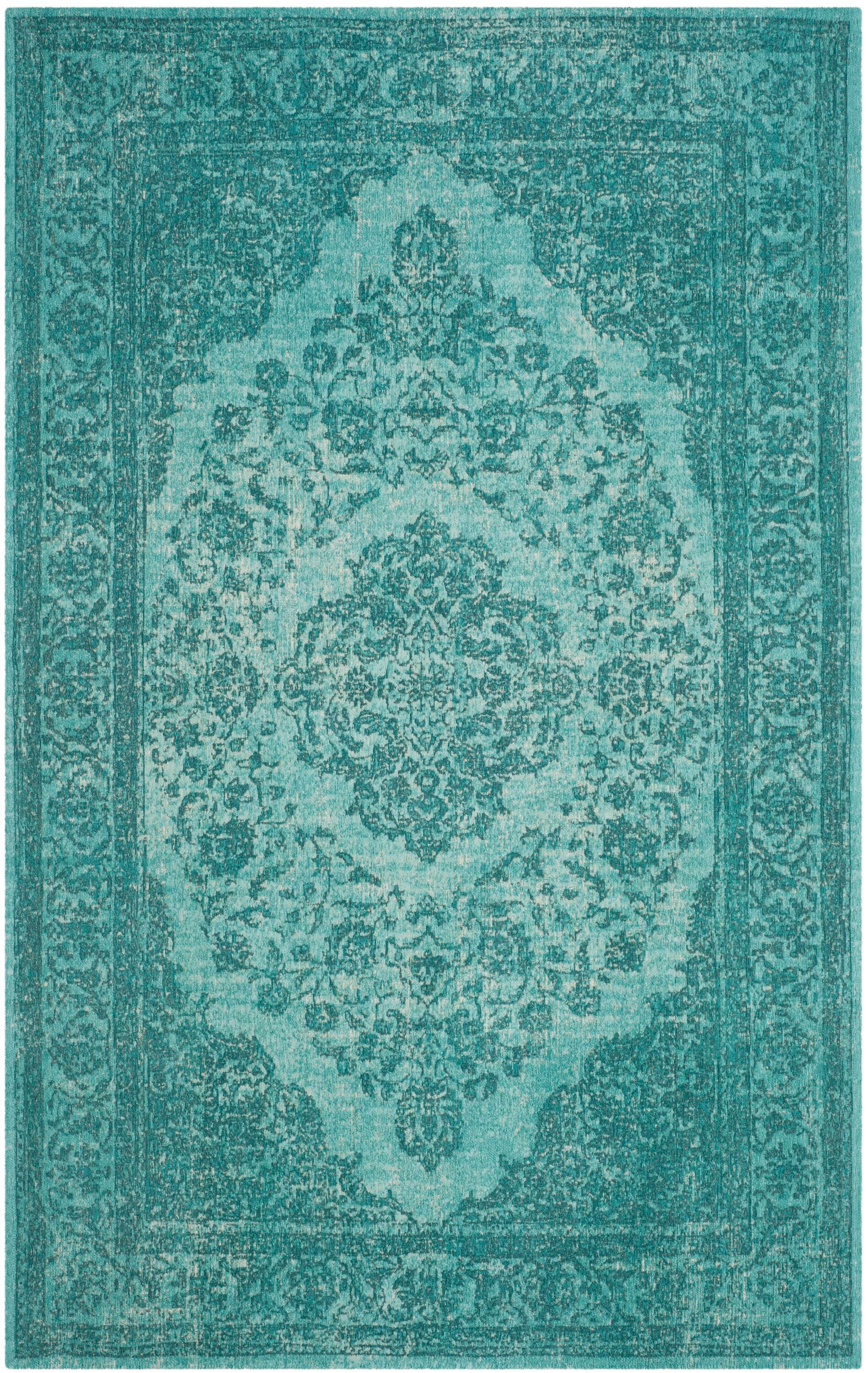 Aqua Flat Woven Handmade Reversible Rectangular Cotton Area Rug