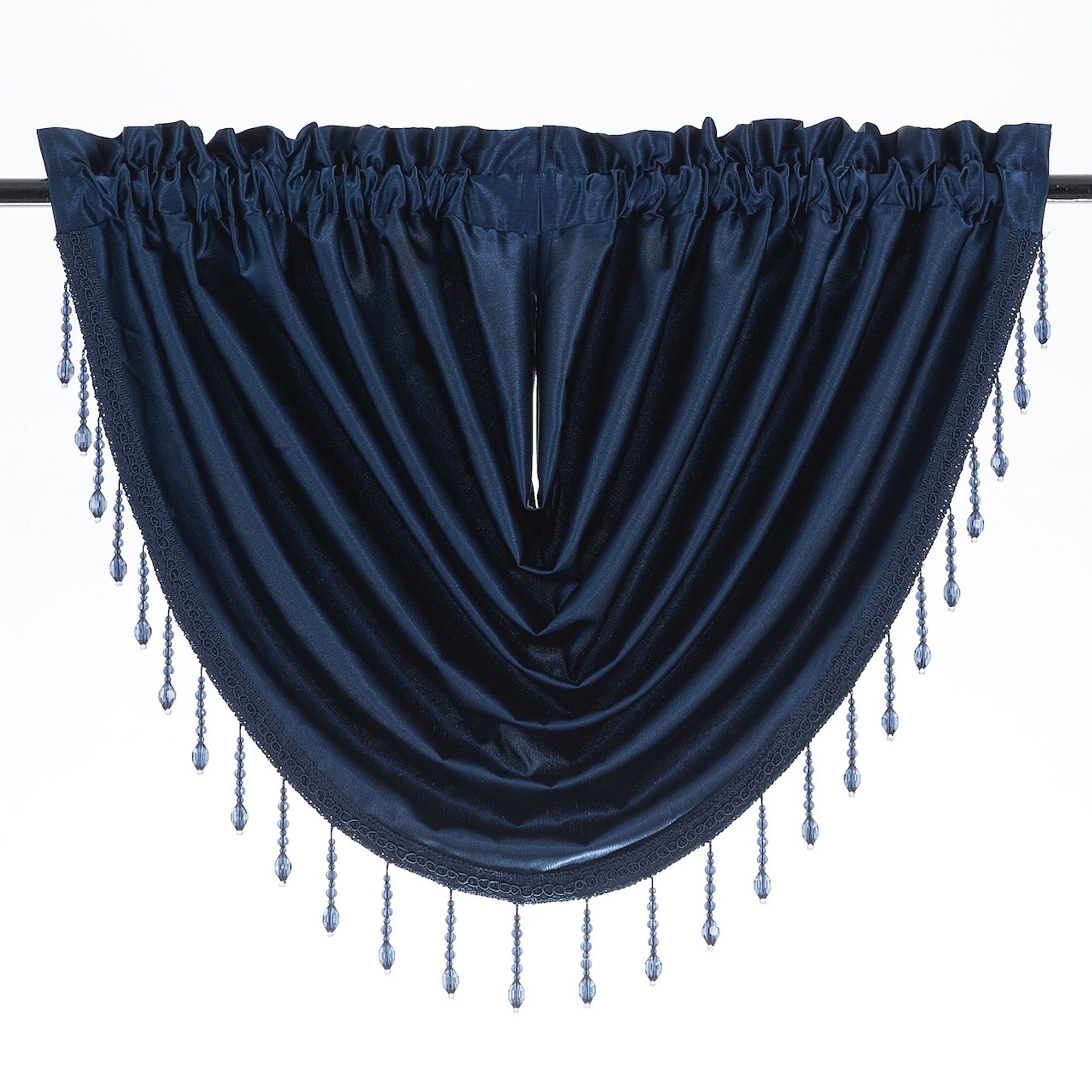 KATE AURORA - Ultra Lux Faux Silk Regency Crinkle Rod Pocket Semi Sheer Crystal Beaded Window Val...