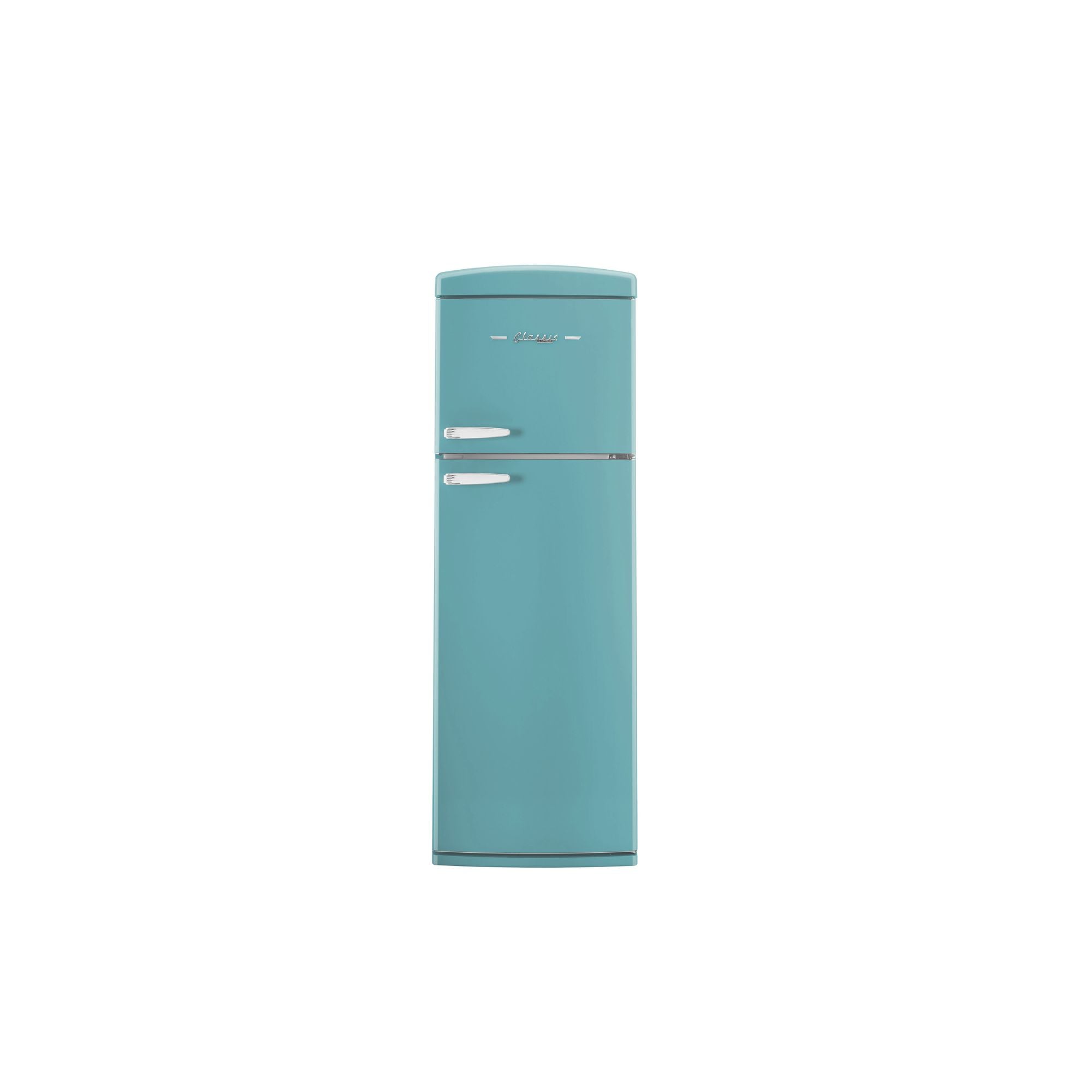 UNIQUE UNQ-310L T TM Classic Retro 11-cu ft Counter-Depth 24-in Wide Top-Freezer Refrigerator ( Ocean Mist Turquoise ) Garage Ready ENERGY STAR Certified