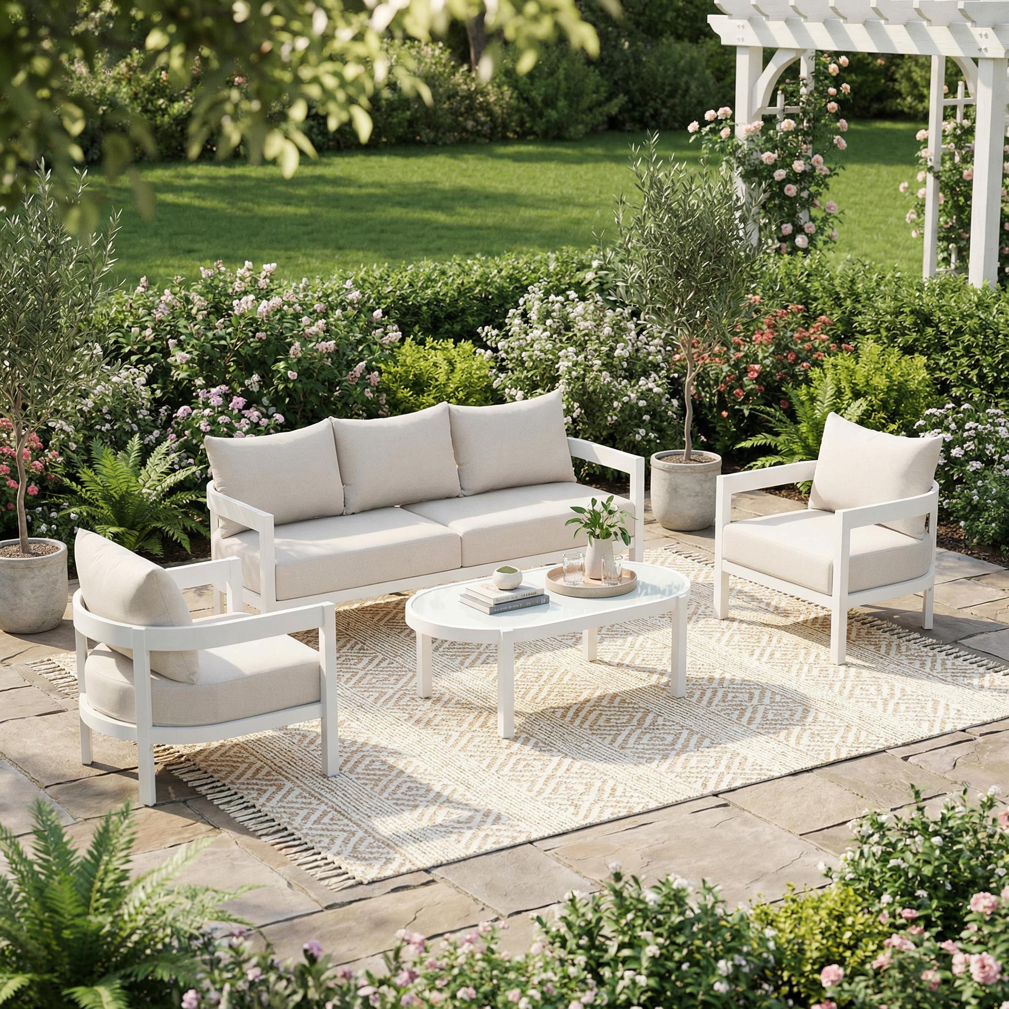 Christopher Knight Home Modern 4-Piece Outdoor Aluminum Patio ...