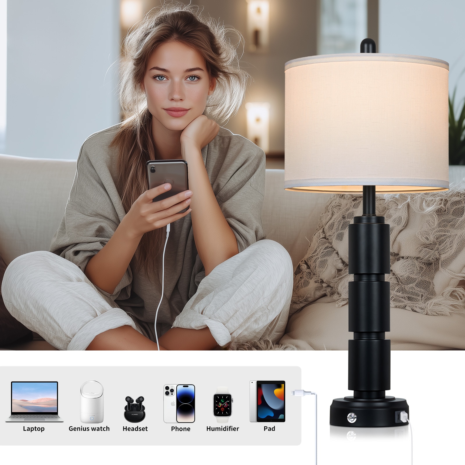 UrFurnishings TD-876 Table-Lamps - View #3