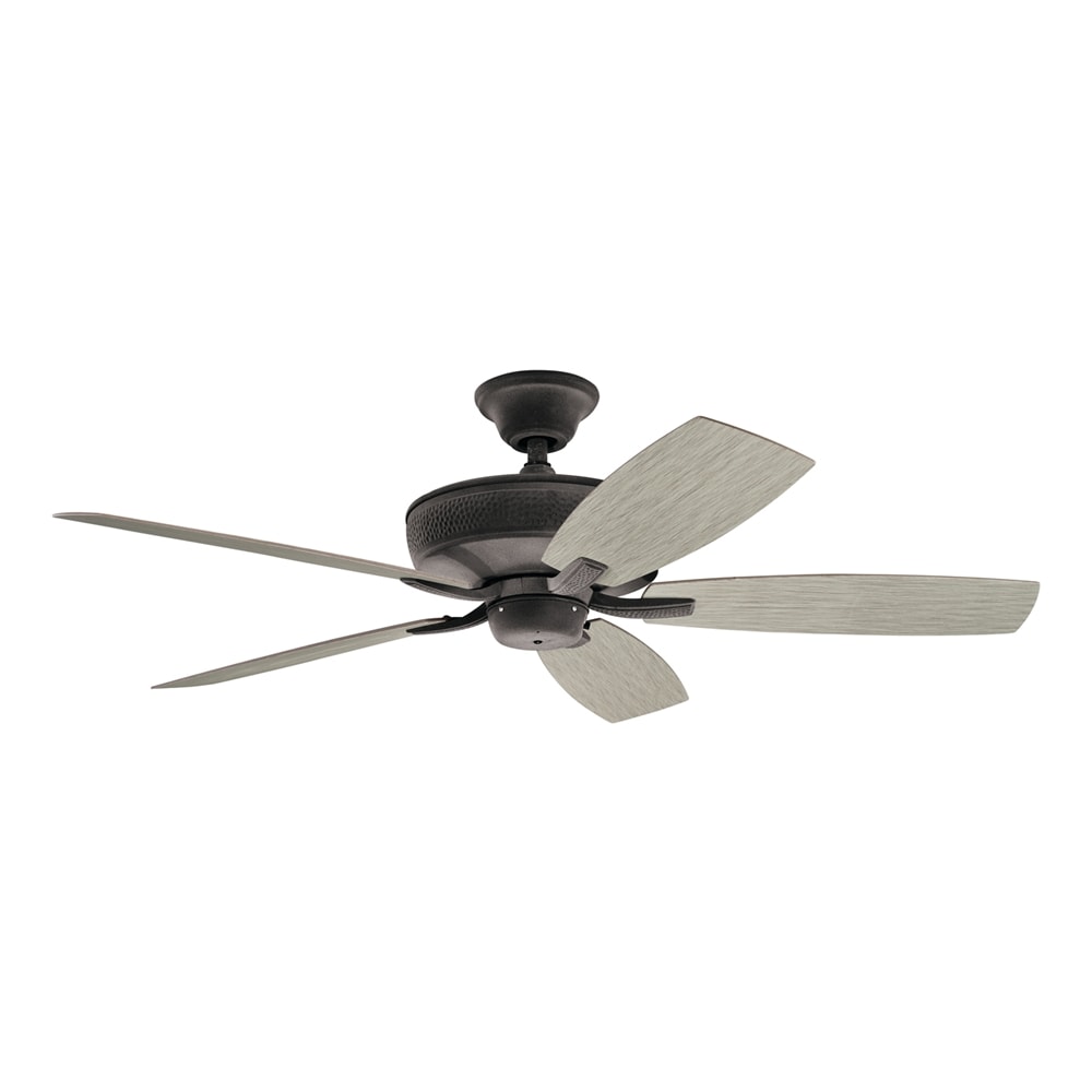 Kichler 310103WZC Monarch II 52-in Outdoor Downrod or Flush Mount Weathered Zinc with Weathered White Walnut Blades Ceiling Fan Without Light - Remote Included ( 5 -Blade )