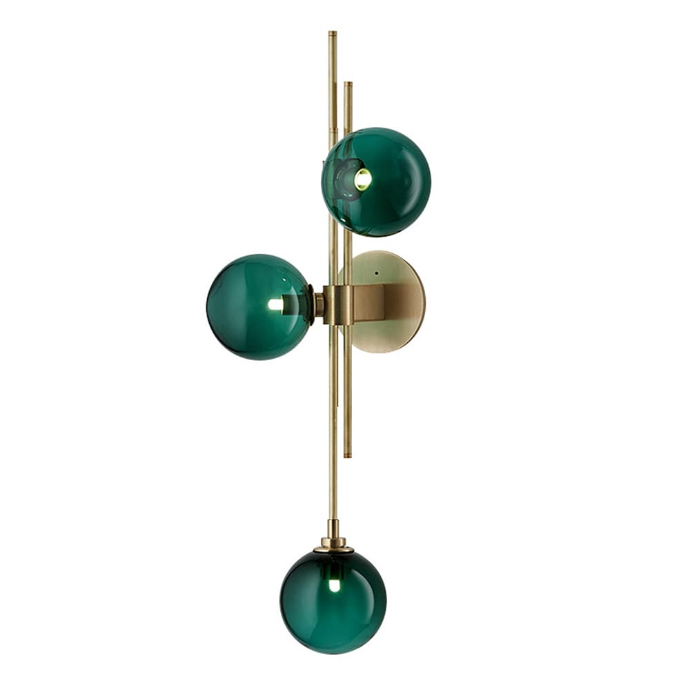 11.02-in W 3-Light Nordic Style Creative Green Glass Shade Globe Modern/Contemporary LED Wall Sconce | - Oukaning HG-HJWJL-5207-US