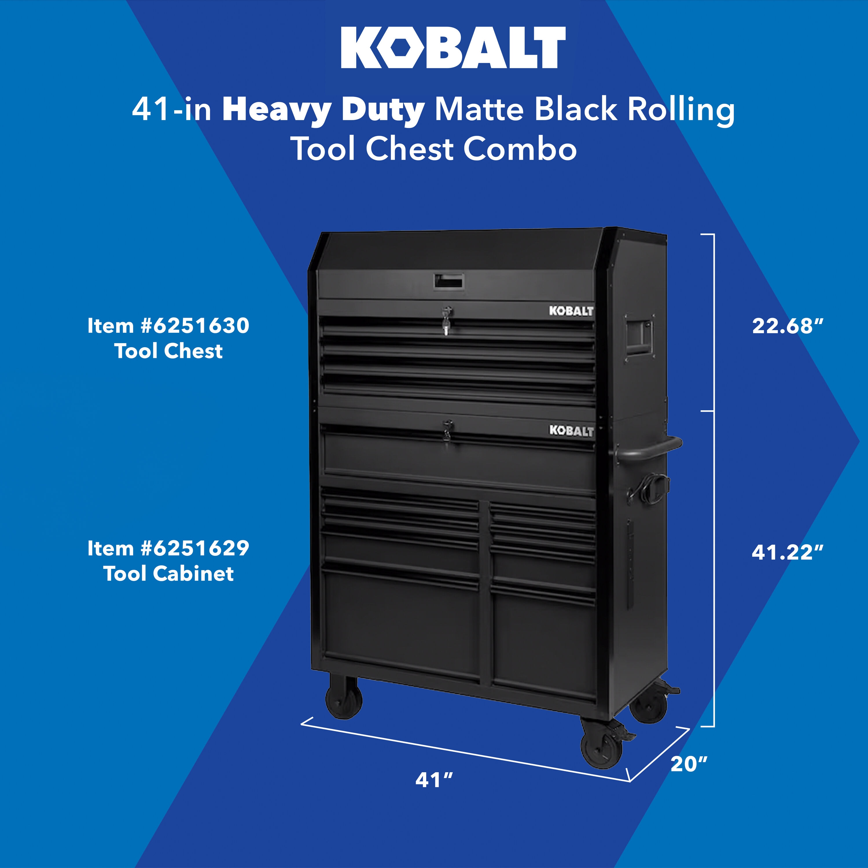 Kobalt 41-in W x 41.22-in H 9 -Drawer Steel Rolling Tool