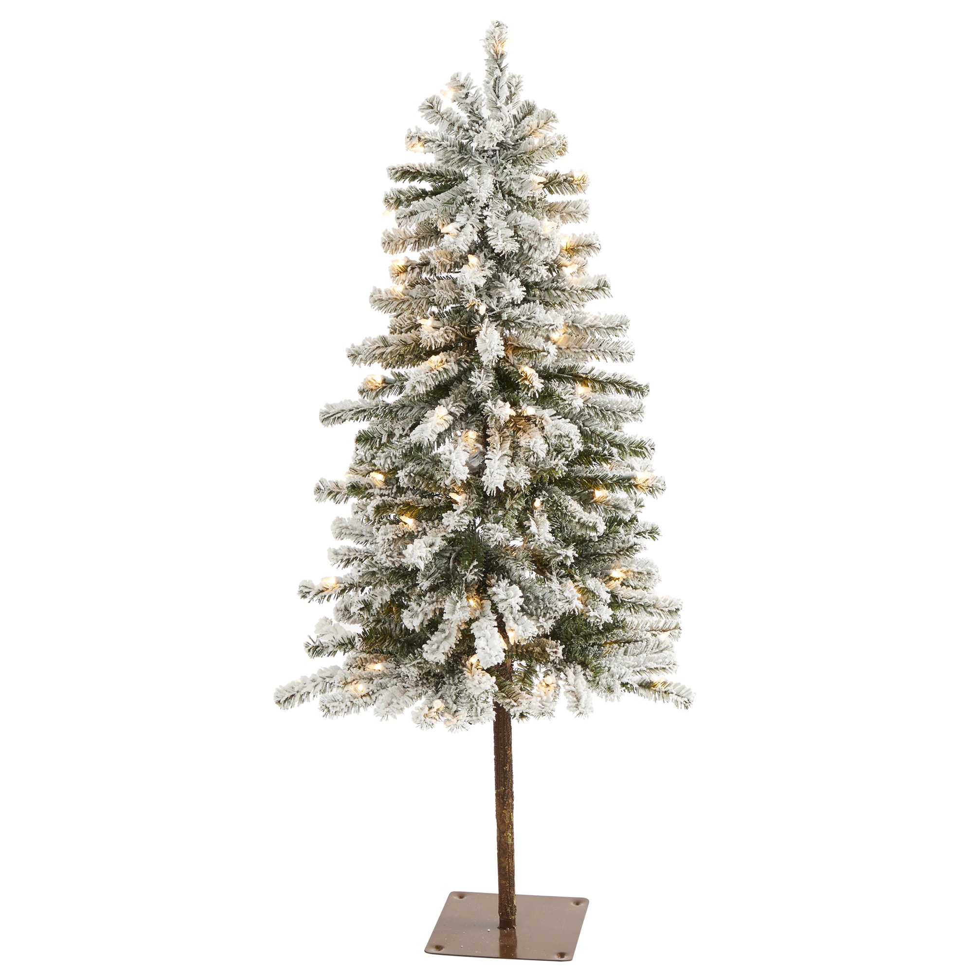 Nearly Natural T1848 4-ft Pine Pre-lit Flocked Artificial Christmas Tree with Incandescent Lights