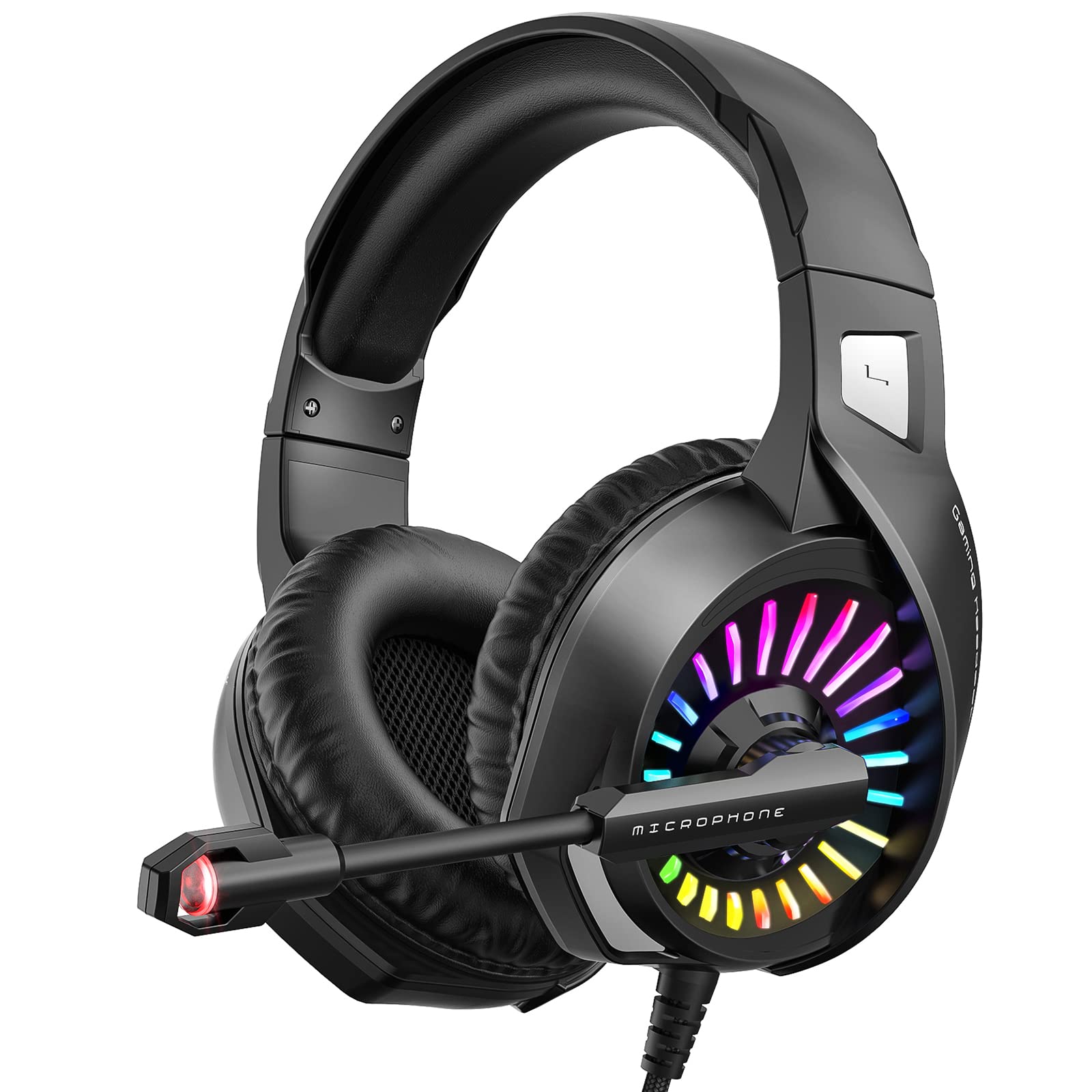 Etokfoks Gaming Headset with Microphone Over Ear Headphones with LED RGB Noise Canceling Mic and 7 1 Stereo for PS5 and PC #LETMT1SR5