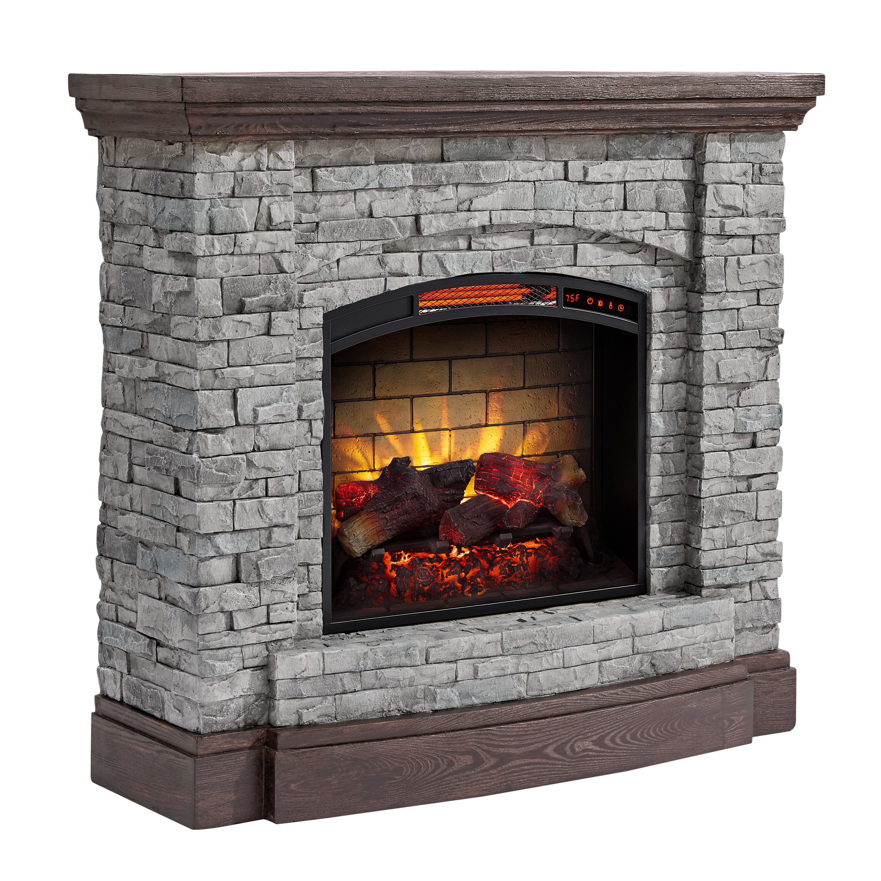 allen + roth 44.5-in W Gray Faux Stacked Stone with Cocoa Infrared