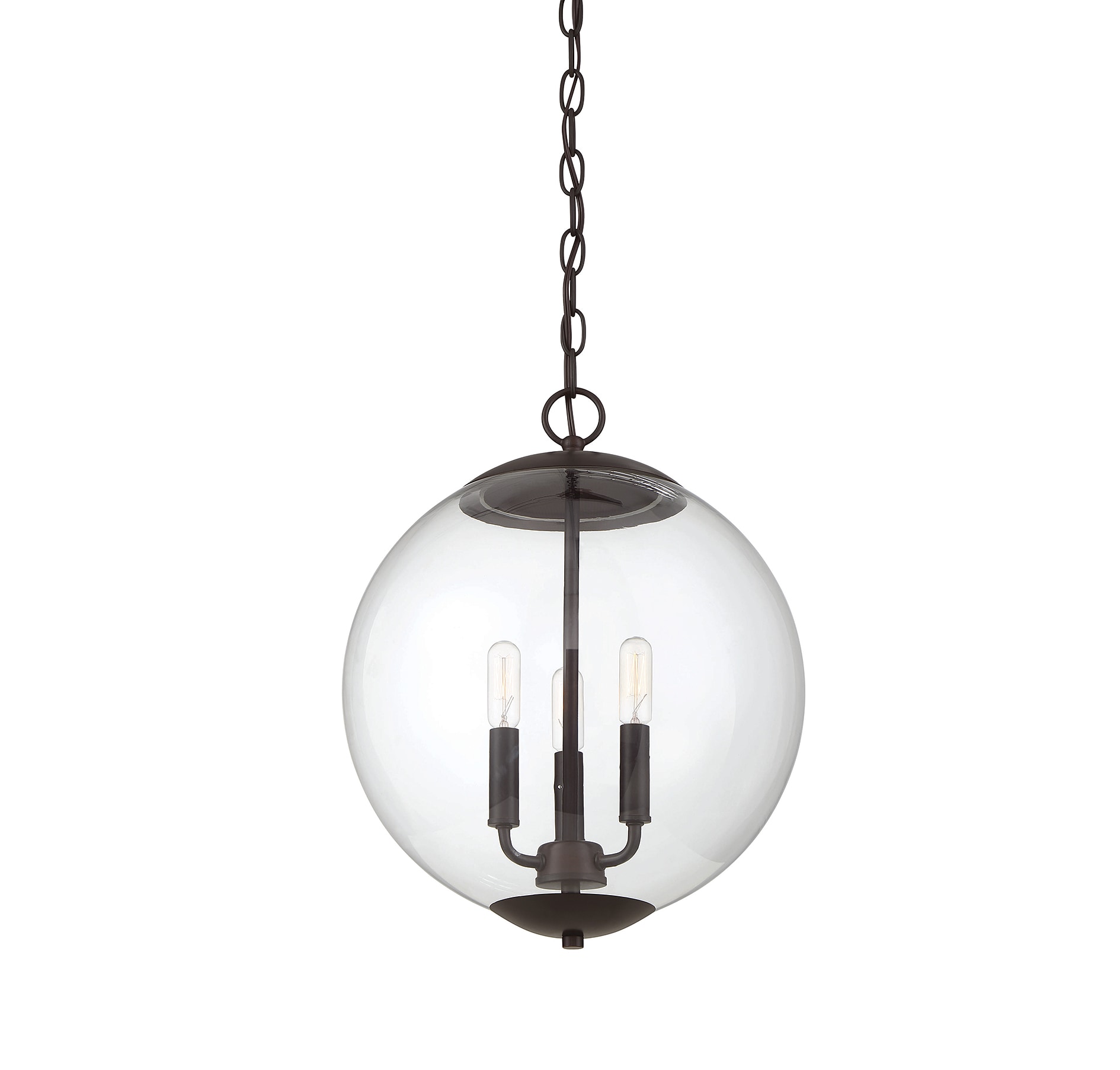 Meridian 3-Light Oil Rubbed Bronze Pendant with Clear Glass Globe