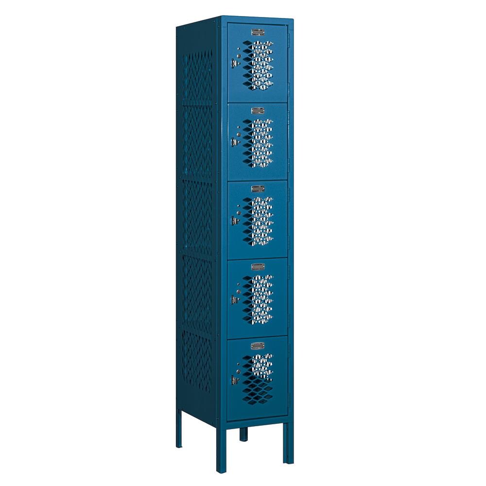 SALSBURY INDUSTRIES 75155BL-A Vented Metal Locker-Five Tier Box Style-1 Wide-5 -ft High-15-in Deep-Gray-Unassembled