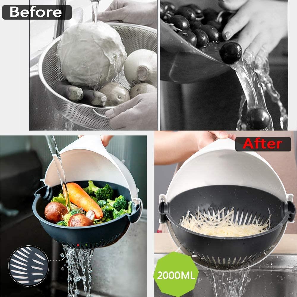  9 in 1 Multifunction Magic Rotate Vegetable Cutter with Drain  Basket Large Capacity Vegetables Chopper Veggie Shredder Grater Portable  Slicer Kitchen Tool with 8 Dicing Blades: Home & Kitchen
