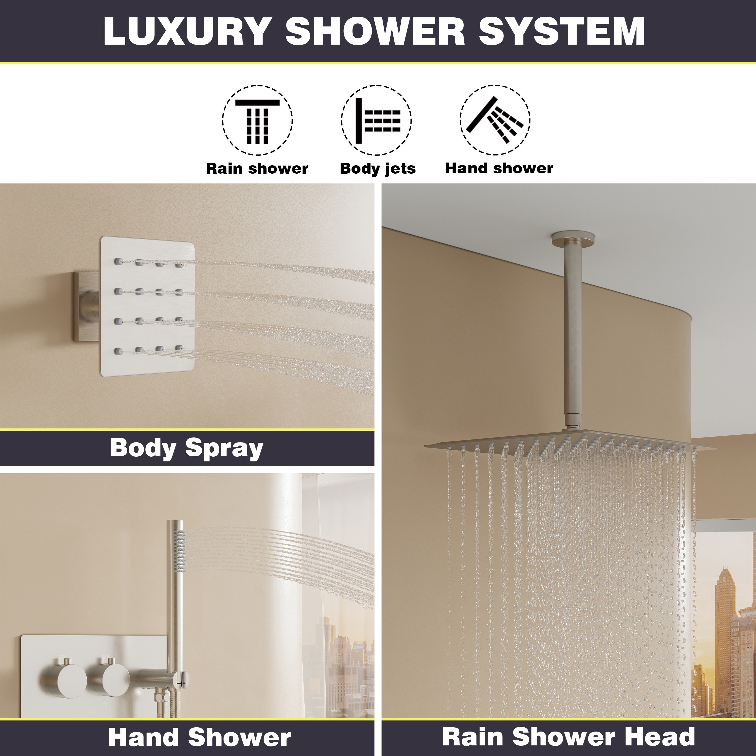 WELLFOR CR-P-WM-2W01BN Showerhead-Bar-Panels - View #5