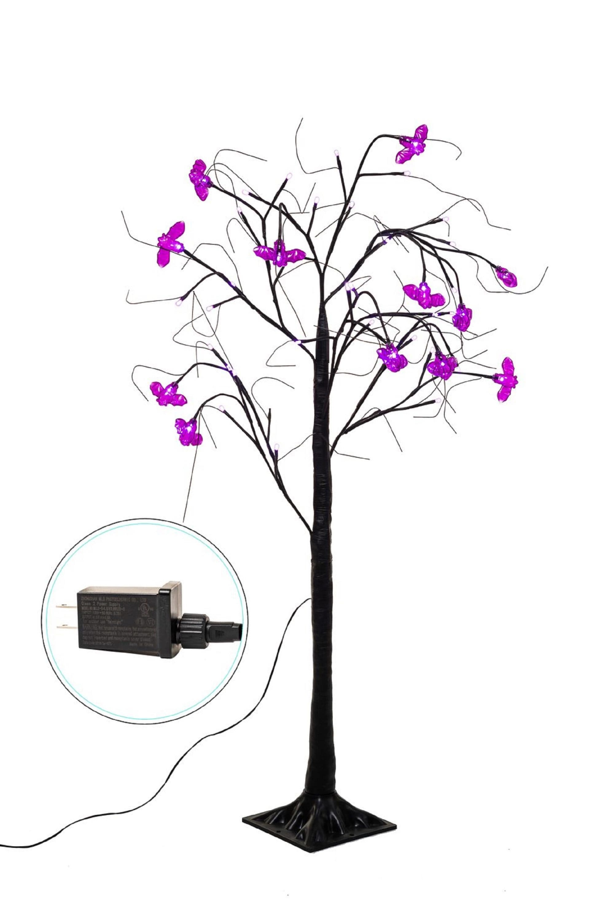 Joyin 48-in Purple Lighted Bat Halloween Tree Decoration - Indoor ...