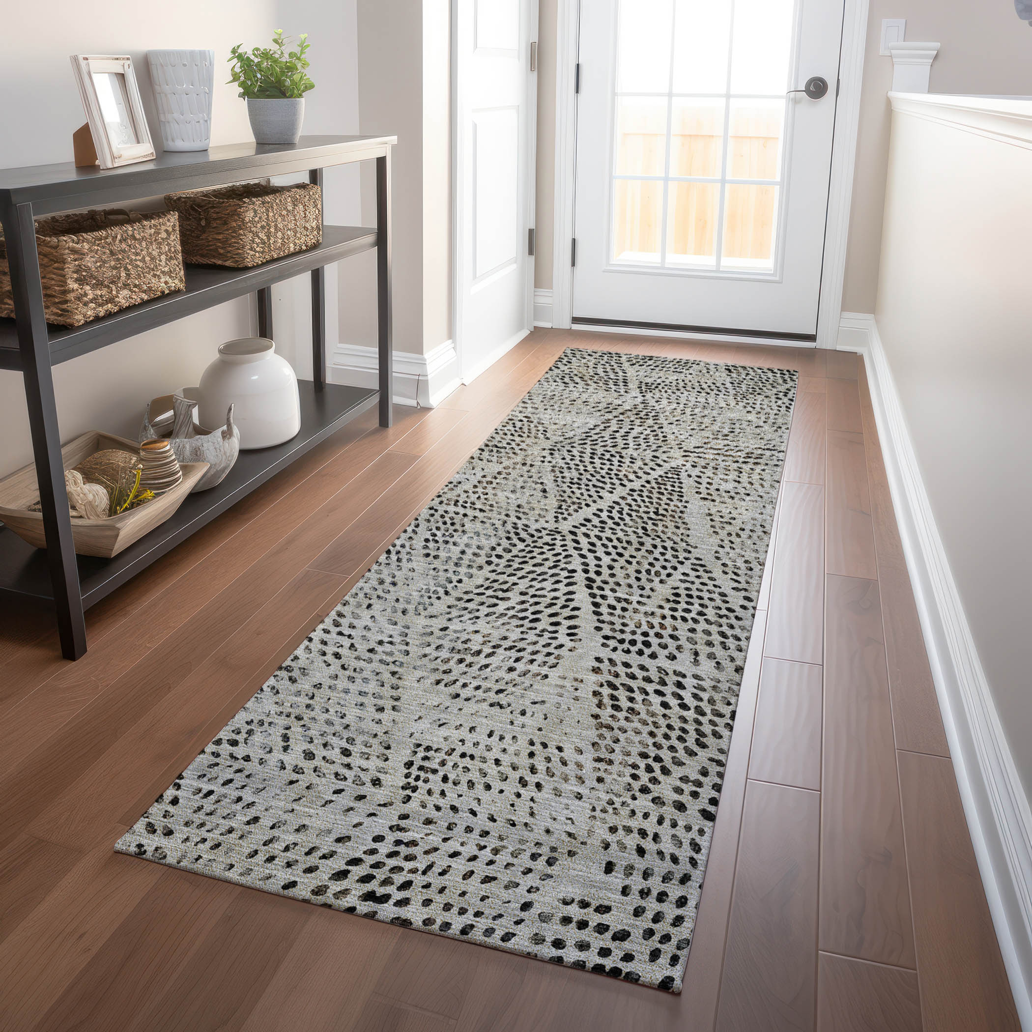 Addison Rugs ACN591GY2X8 Chantille ACN591GY 2 x 7 (ft) Polyester Gray Rectangular Indoor/Outdoor Geometric Moroccan Machine washable Runner rug