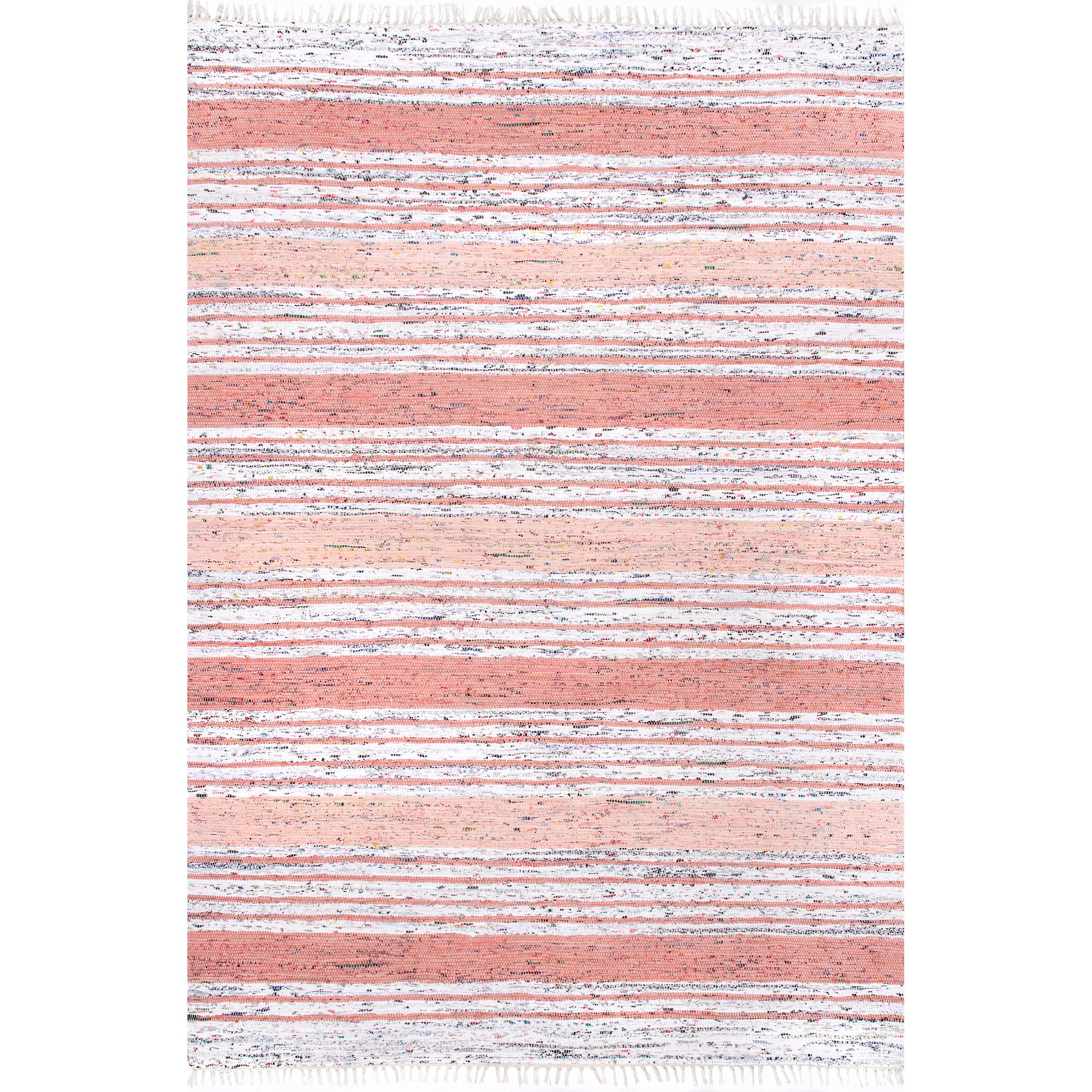 nuLOOM NERG02B-206 Seraphina 2 x 6 (ft) Cotton Pink Rectangular Indoor Stripe Runner rug