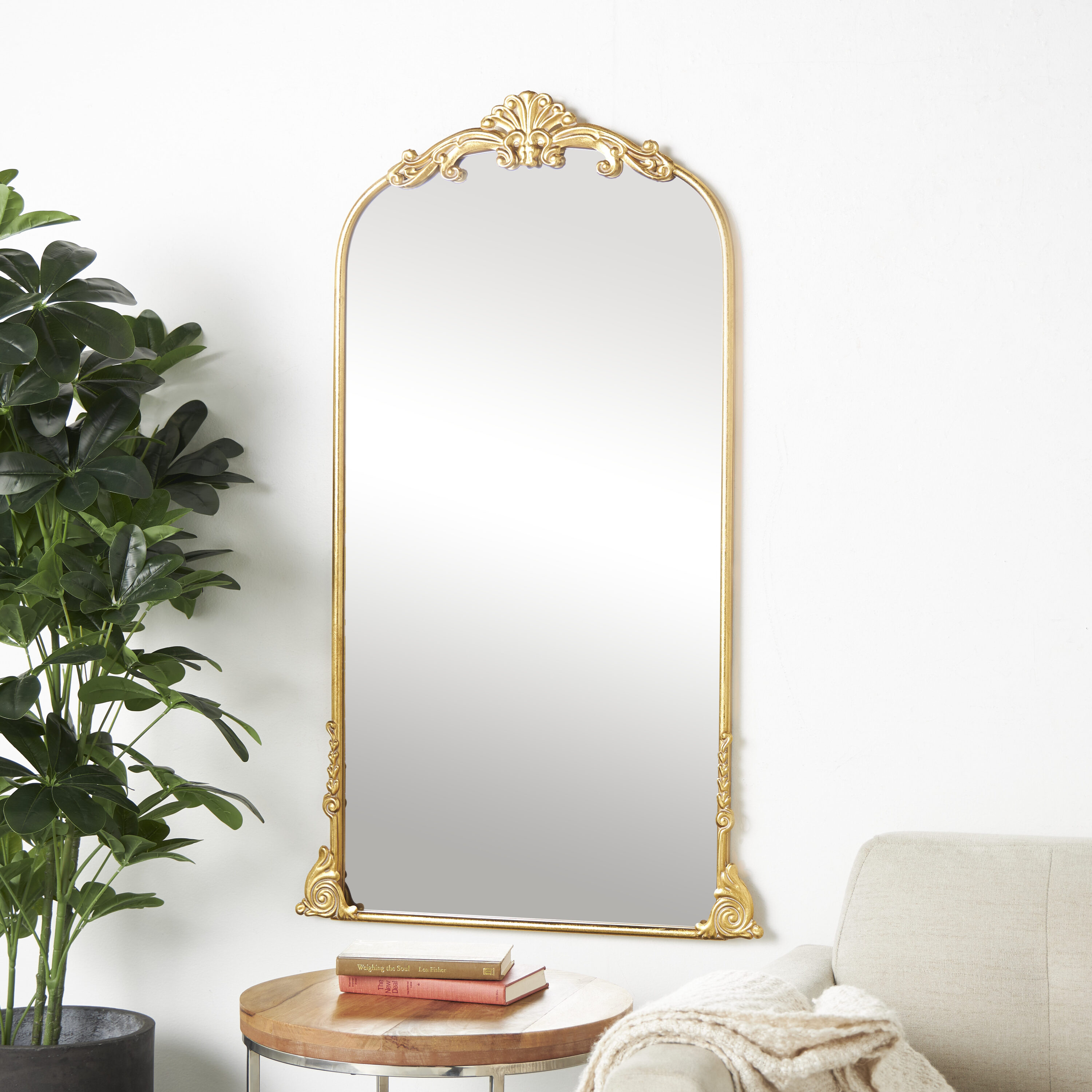 Grayson Lane 28-in W x 48.2-in H Arch Gold Tall Ornate Arched Baroque ...