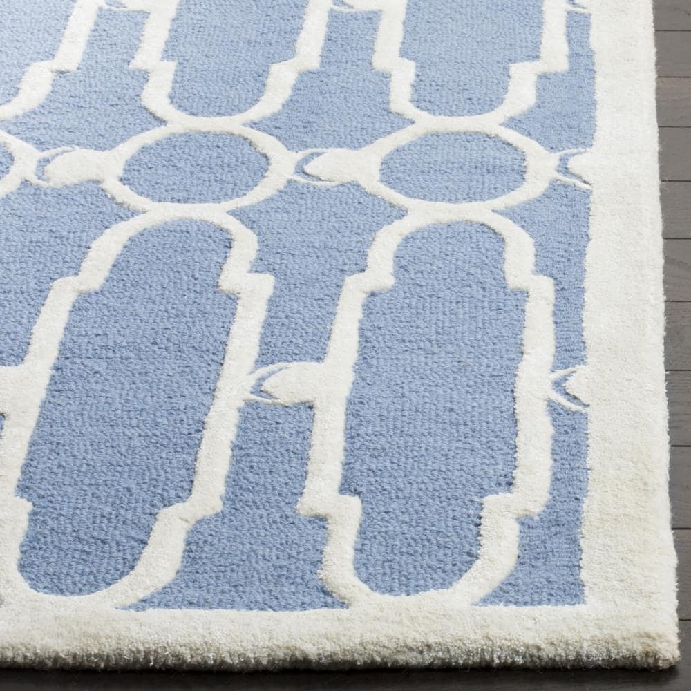 Safavieh Bella Varda 5 x 5 Wool Blue/Ivory Square Indoor Geometric ...