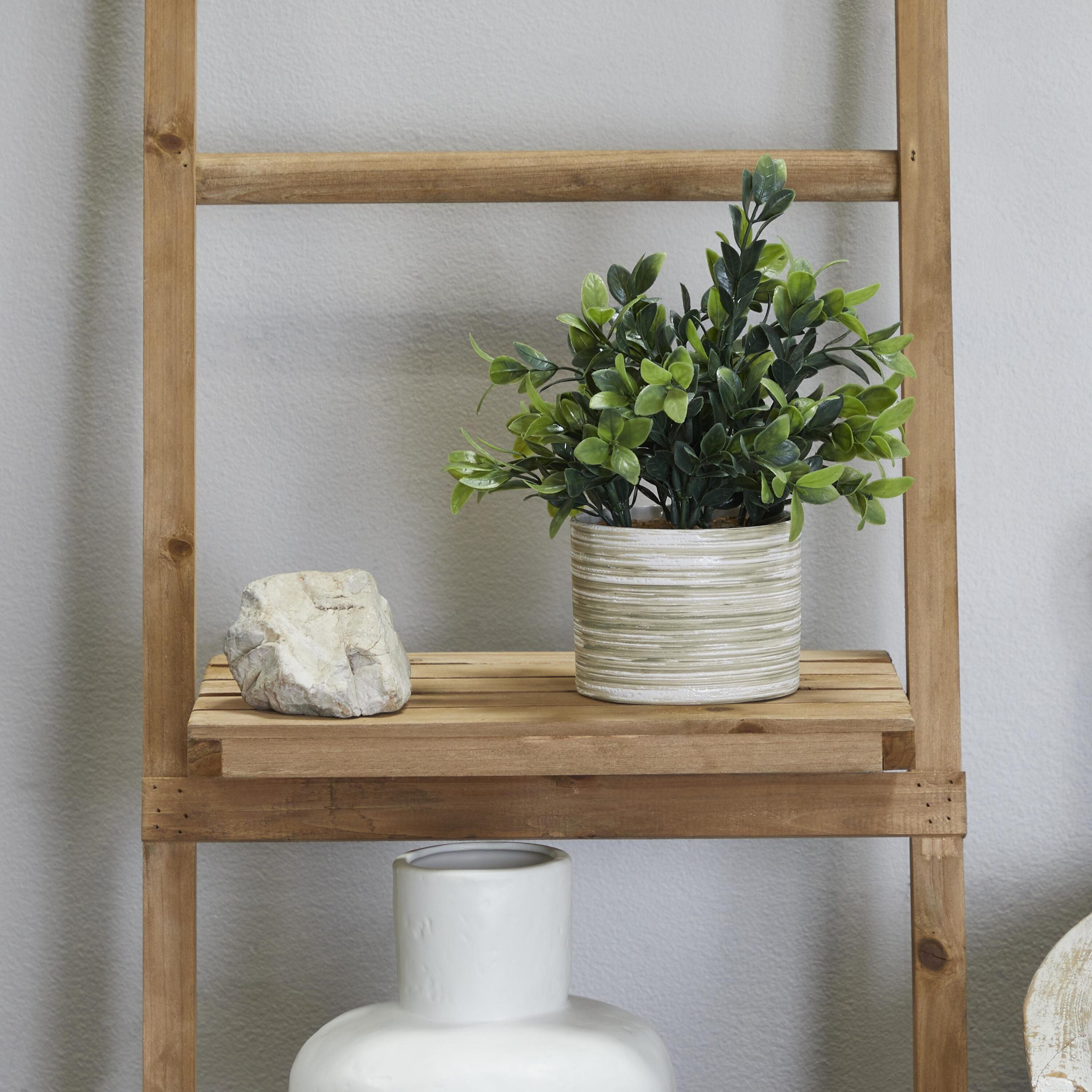 The Novogratz 30374 11.3-in Green with Patterned Porcelain Pot Indoor Desktop Eucalyptus Artificial plant