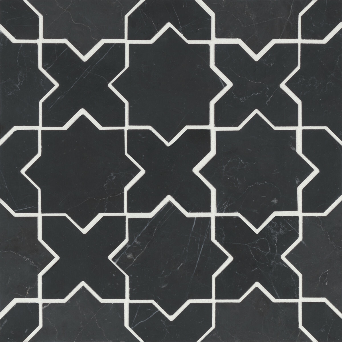 Bedrosians Monet Nero Marquina 12-in x 12-in Honed Natural Stone Marble Mixed Pattern Marble Look Tile (5.1-sq. ft/ Carton)