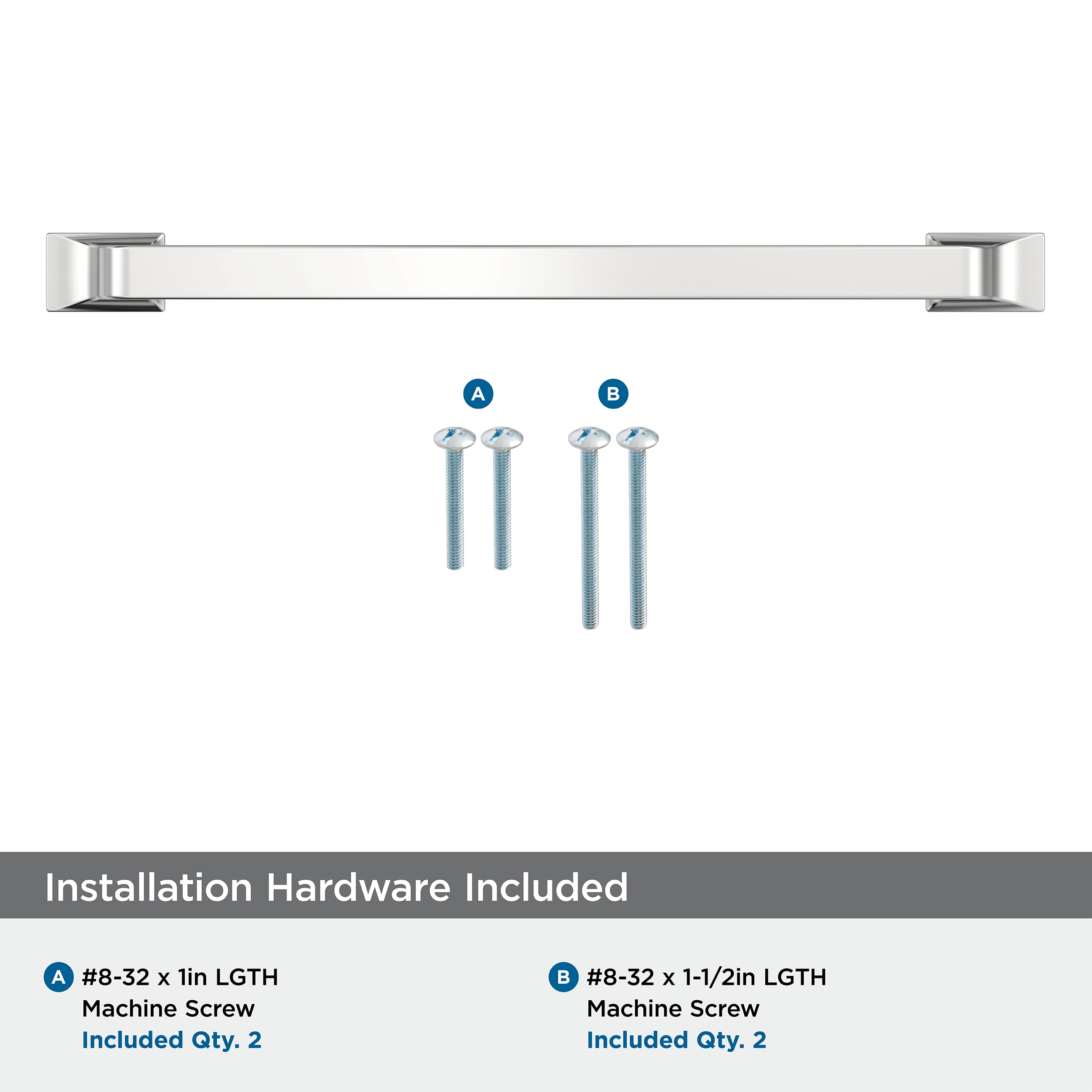 Polished Chrome Modern Cabinet Drawer Pull with Mounting Hardware