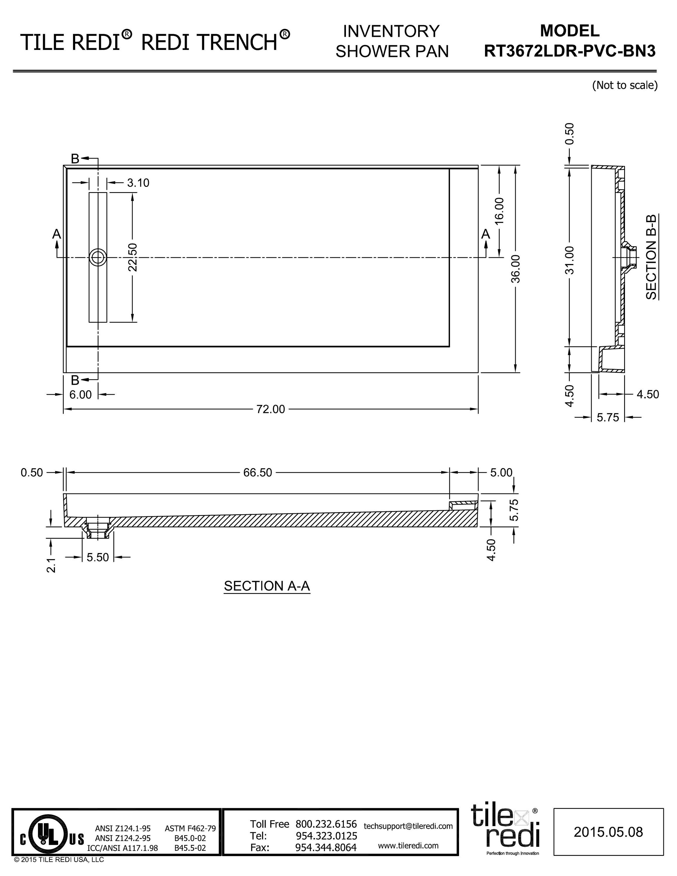 Tile Redi RT3672LDR-PVC-BN3 Shower-Floors - View #9