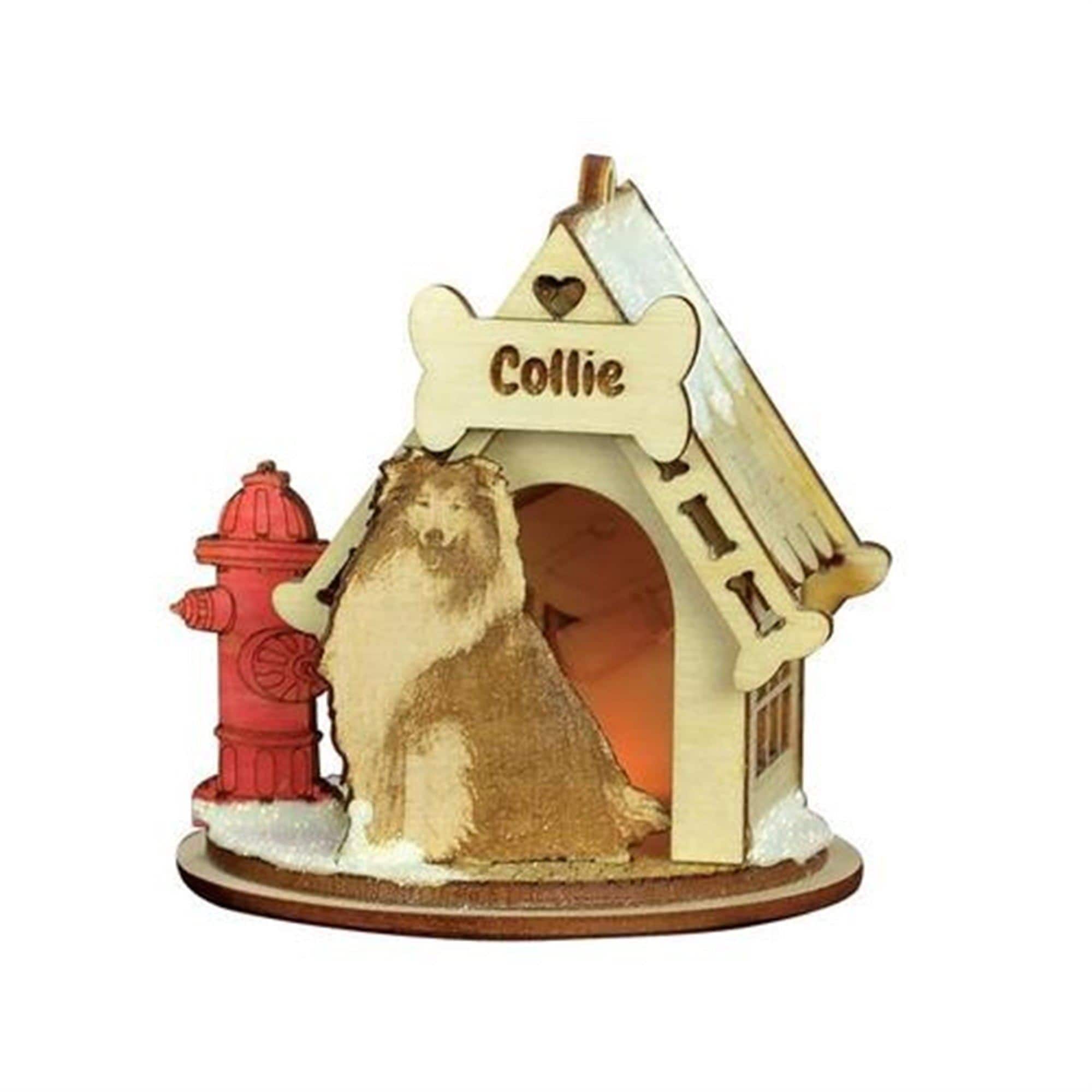 Old World Christmas 729343810151 K-9 Cottage Wooden Doghouse Ornament for Christmas Tree - Collie