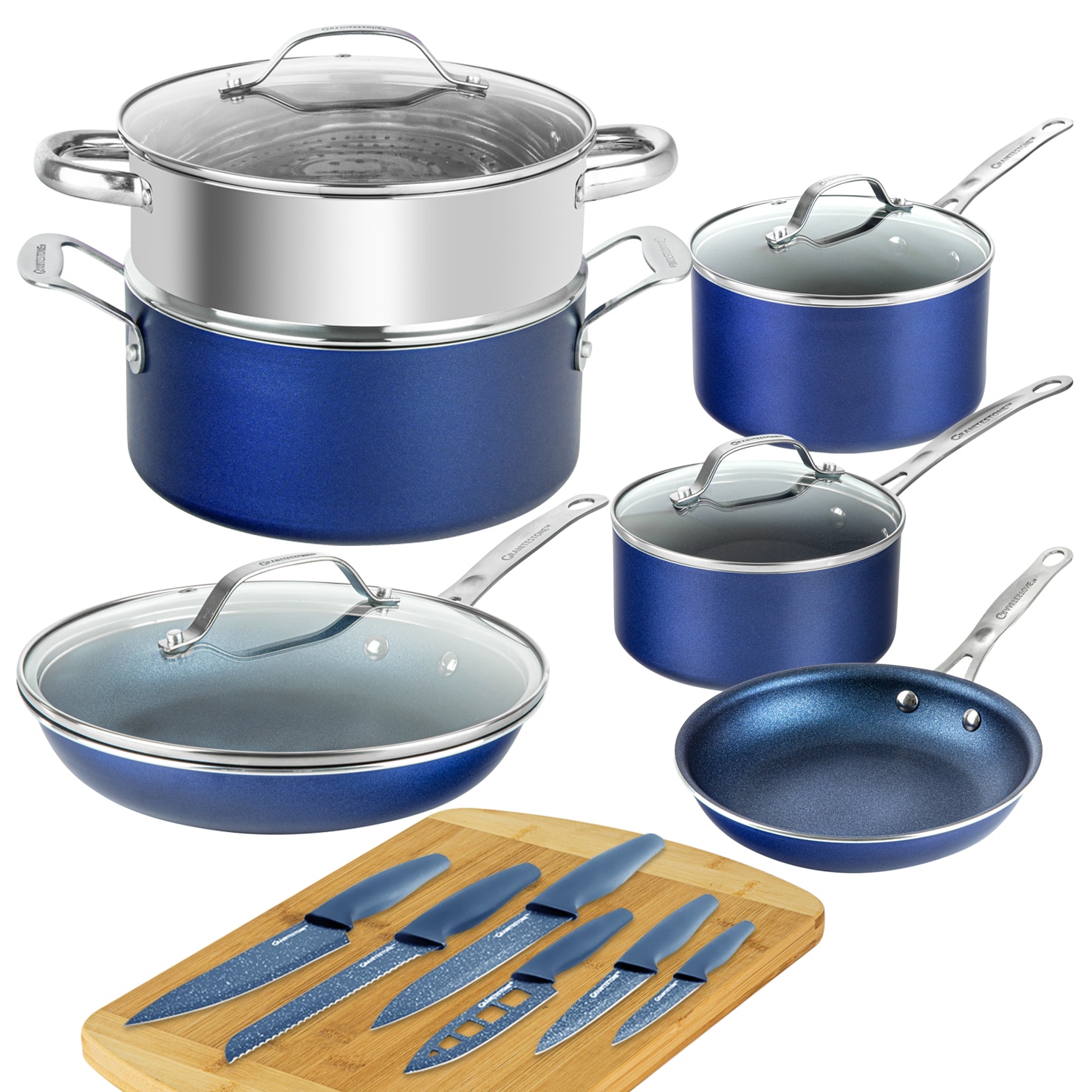 GraniteStone Diamond 23.4-in Aluminum Cookware Set with Lid in the Cooking  Pans & Skillets department at