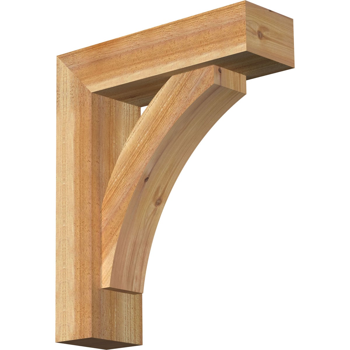 Ekena Millwork 1463838 Thorton Block Rough Sawn Bracket with Offset Brace 6-in x 20-in x 24-in Western red cedar Brown Wood Standard bracket