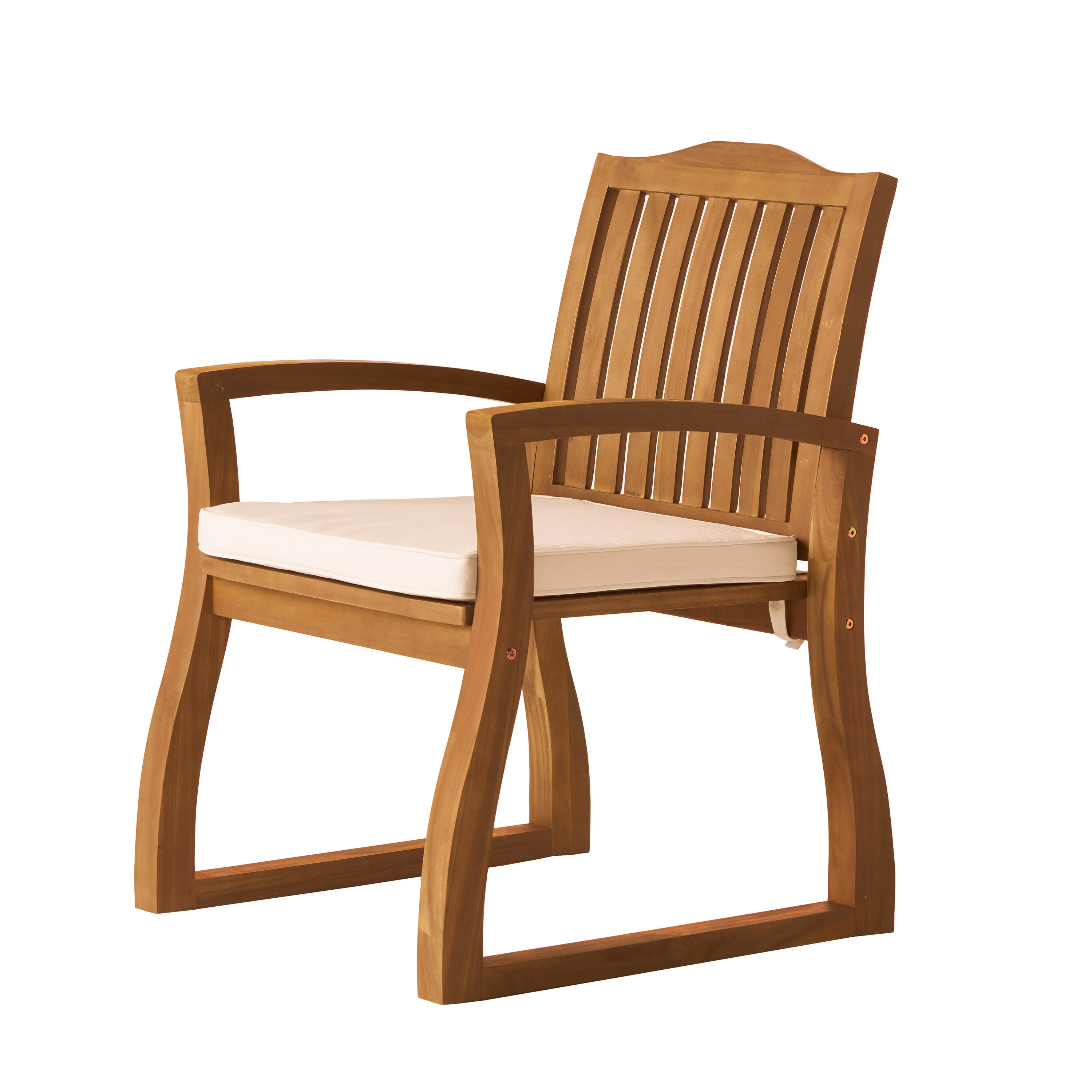 6-Person Teak Acacia Wood Outdoor Dining Set with Beige Cushions