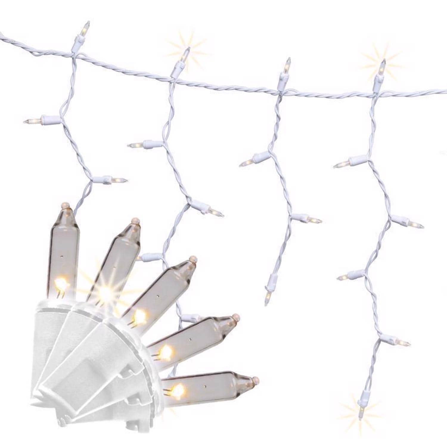 Celebrations  Classic LED T5 Warm White 100 ct Icicle Christmas Lights 6 ft.