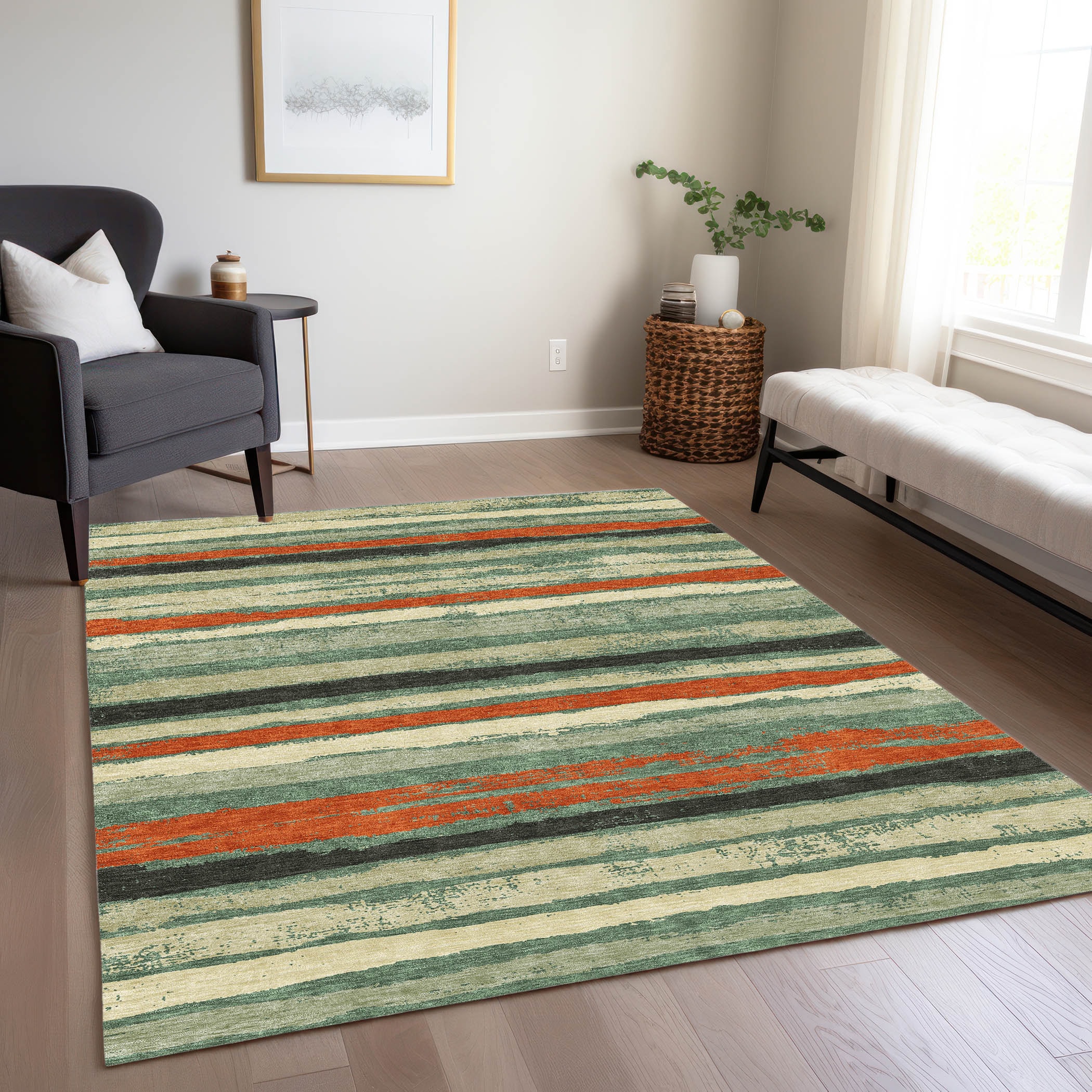 Addison Rugs ACN1019SA8X10 Chantille ACN1019SA 8 x 10 (ft) Polyester Sage Rectangular Indoor/Outdoor Geometric Machine washable Area rug