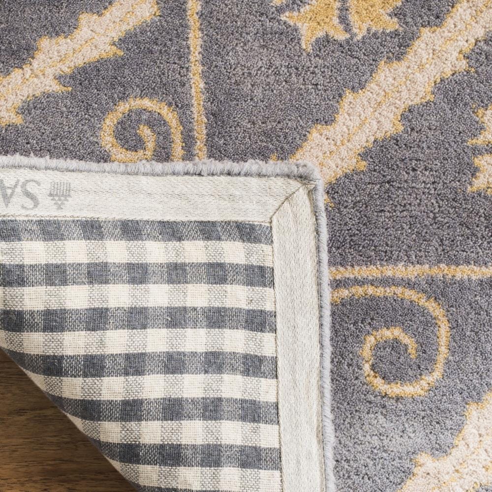 Handmade Blue and Gold Round Wool Tufted Area Rug
