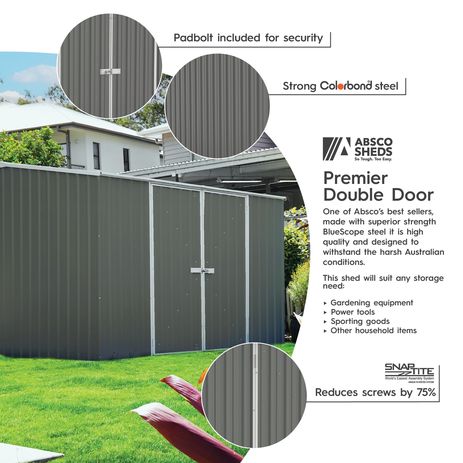 Absco Premier 10' x 10' Gray Galvanized Steel Storage Shed
