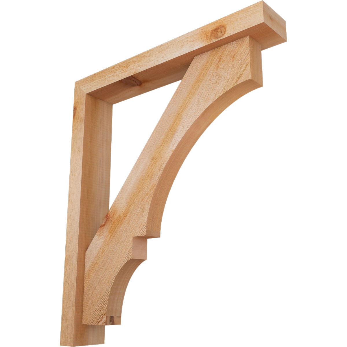 Ekena Millwork 1461824 Balboa Block Rough Sawn Bracket with Offset Brace 4-in x 24-in x 28-in Western red cedar Brown Wood Standard bracket