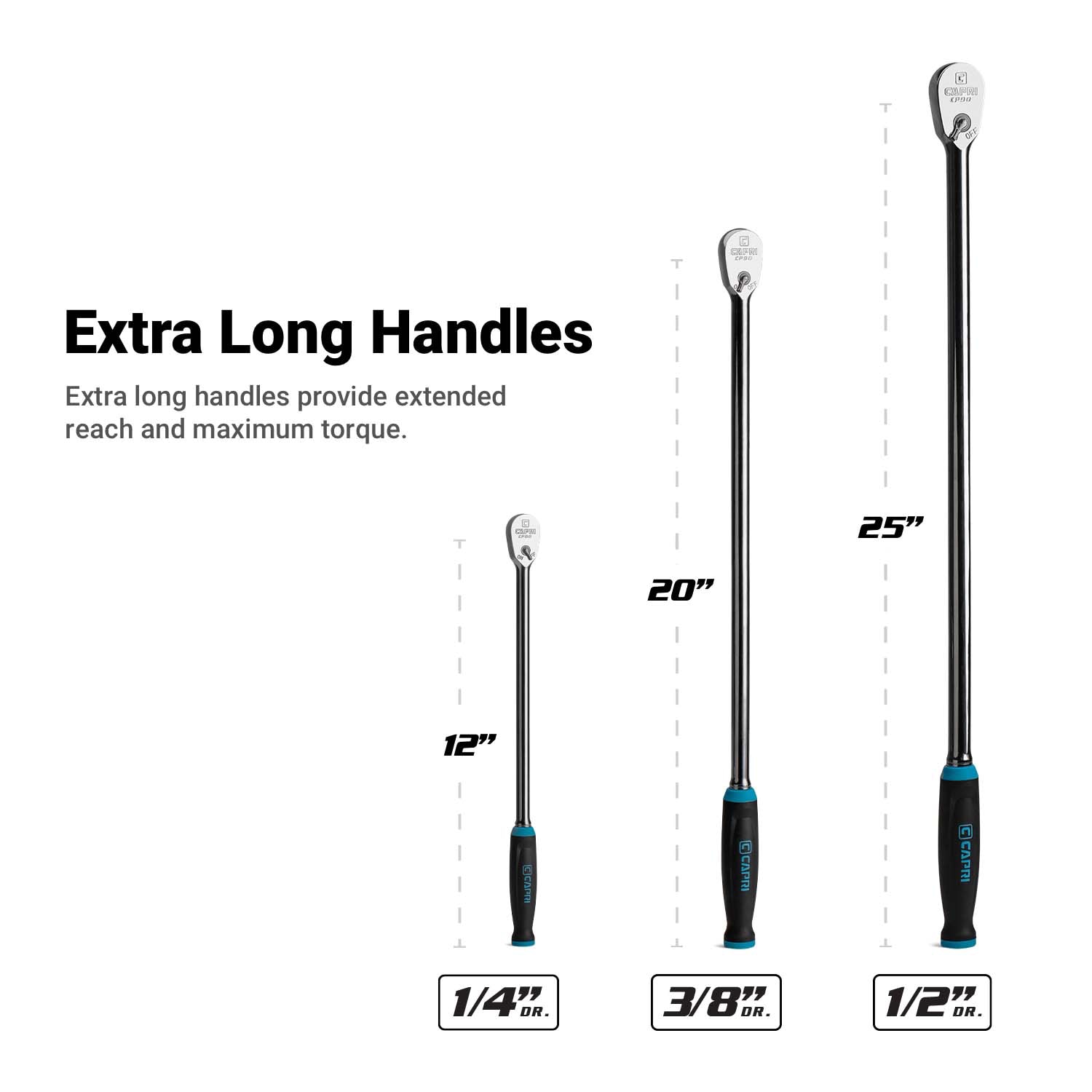 Capri Tools 3-Piece 90-Tooth Set Drive Comfort Grip Handle Ratchet Set CP90SL-SET Sansujyuku sansujyuku.com