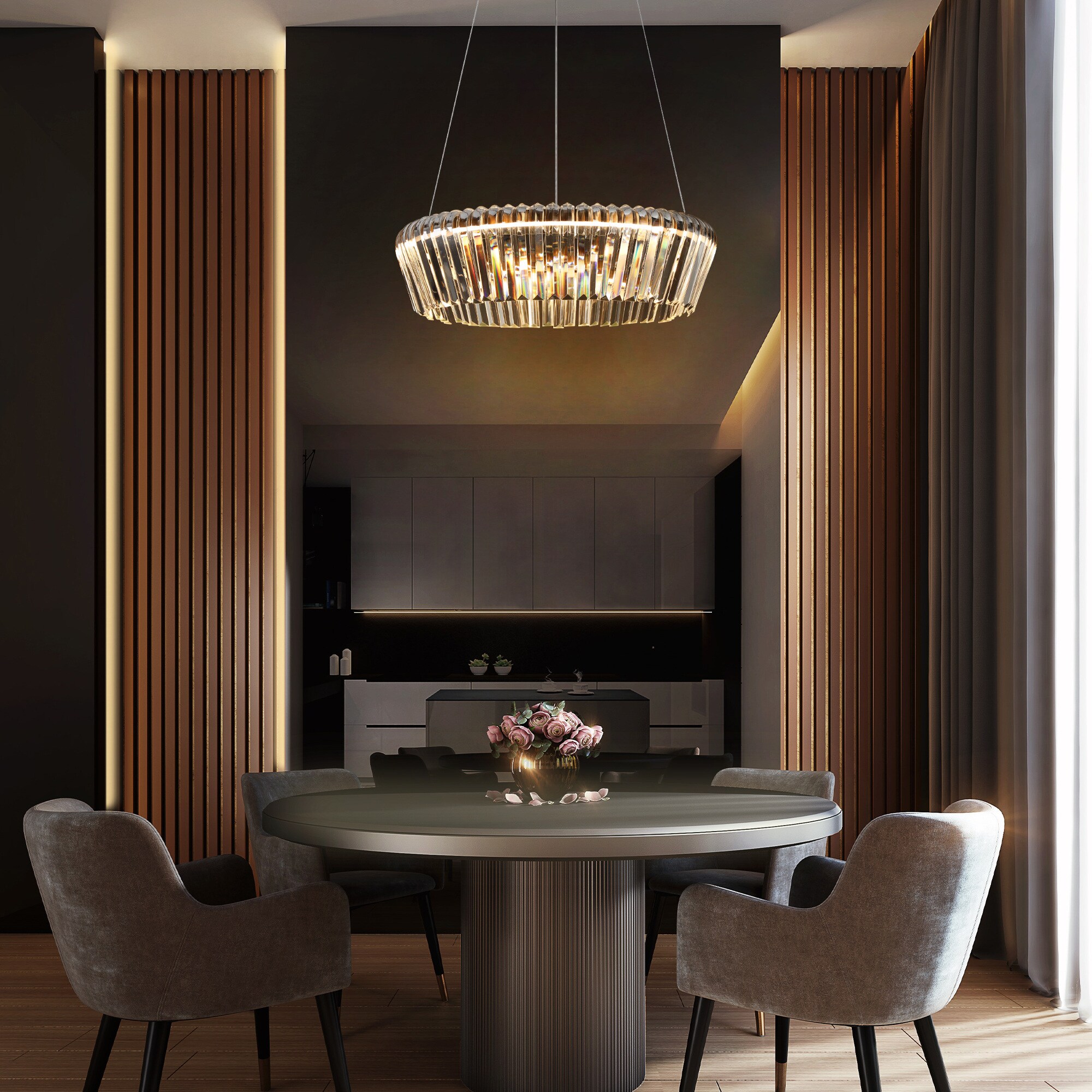 Uolfin 1-Light Gloss Gold Glam Led Crystal Chandelier 6V7RYA
