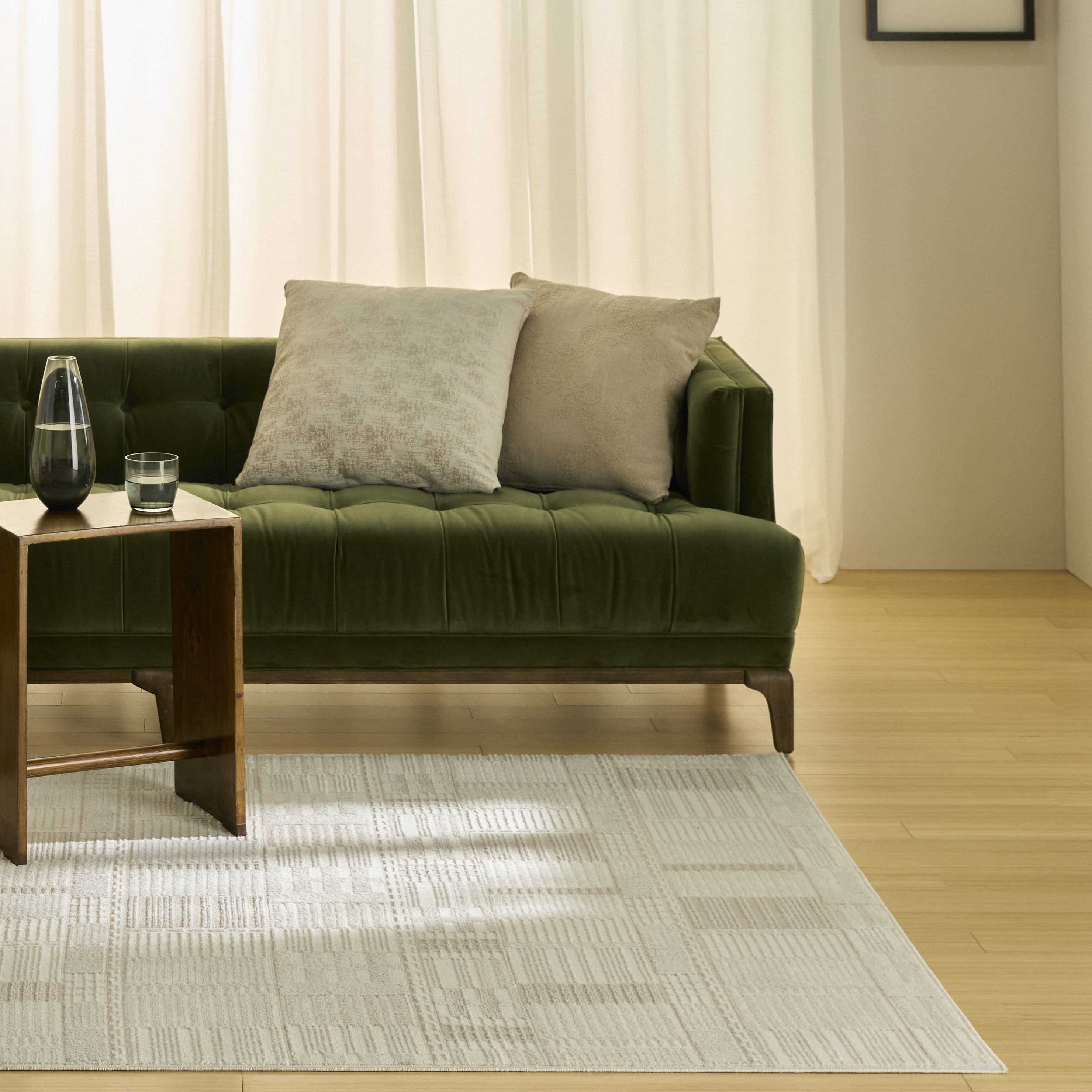 Nourison Home 841491119884 5 x 7 (ft) Loomed Polyester Ivory Beige Rectangular Indoor Geometric Area rug