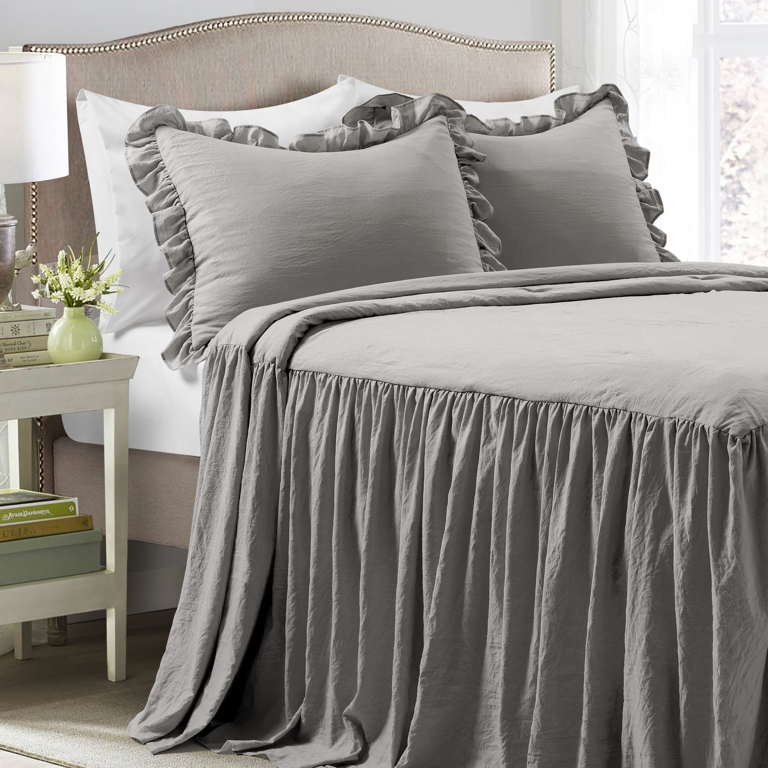 Lush Decor 16T005010 Dark Gray Solid Queen Bedspread