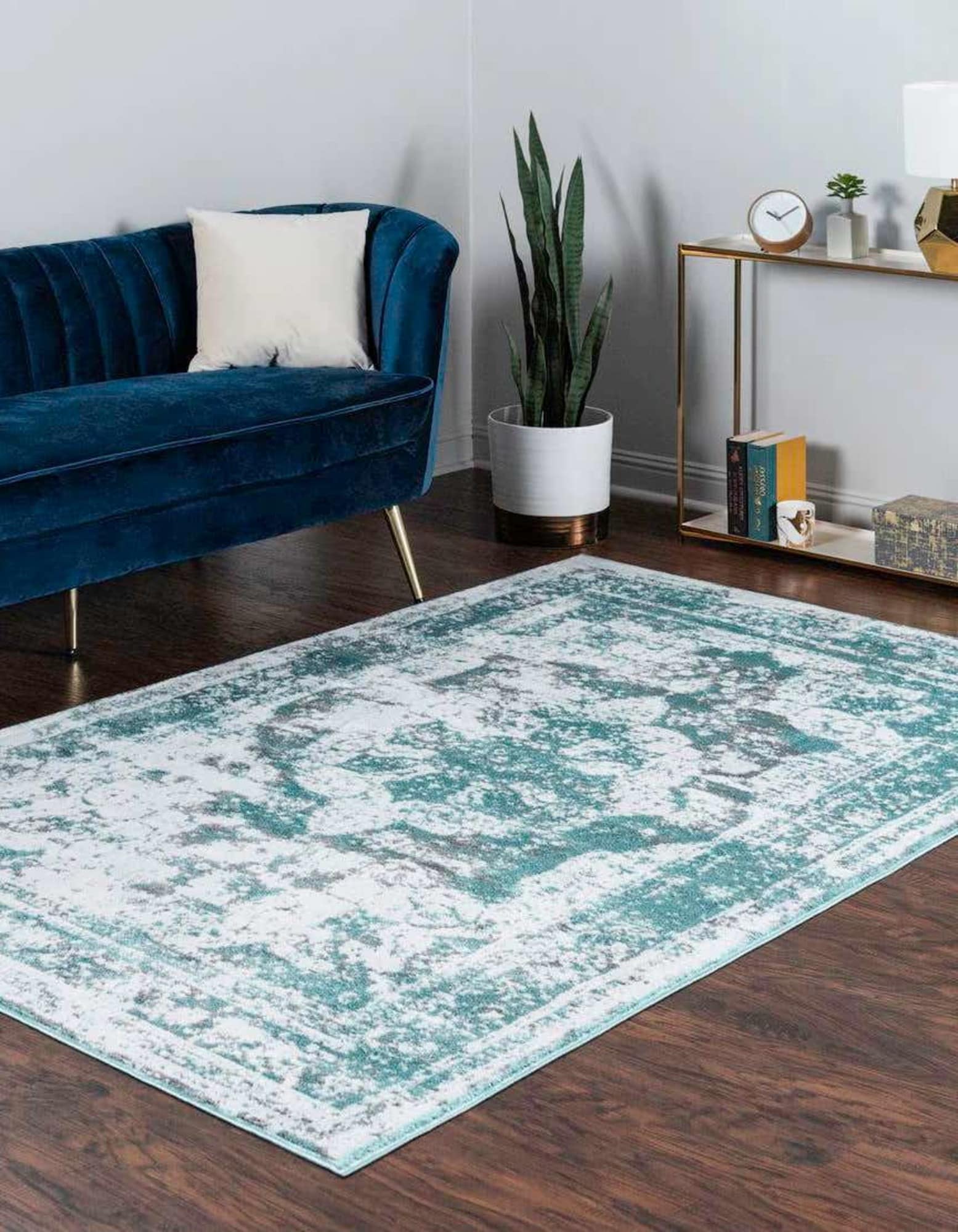 Unique Loom 3160290 Sofia 8 x 10 (ft) Loomed Polypropylene Turquoise Oval Indoor Area rug