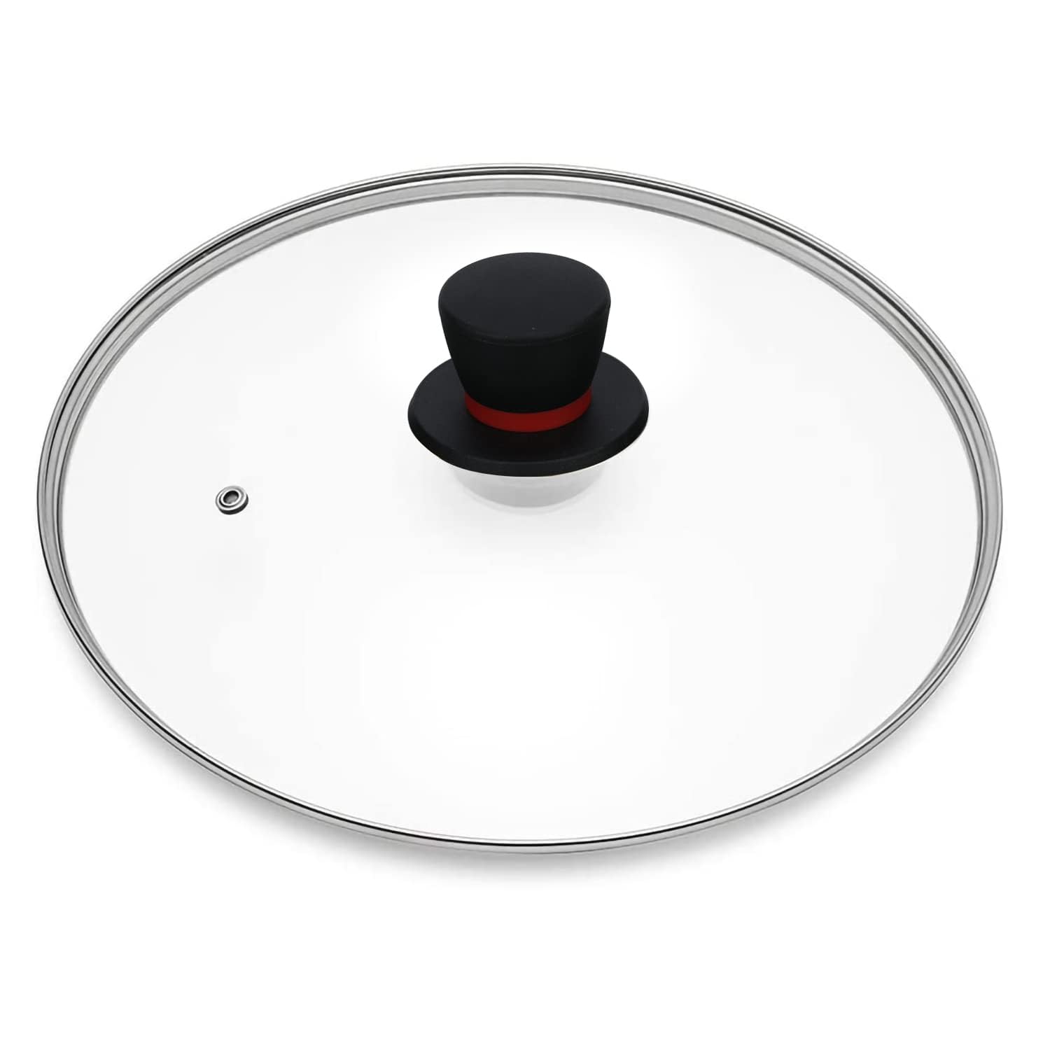 Aoibox  12 Inch Round Tempered Glass Replacement Pan Lid with Steam Vent and Stainless Steel Rim Fits Lodge 12