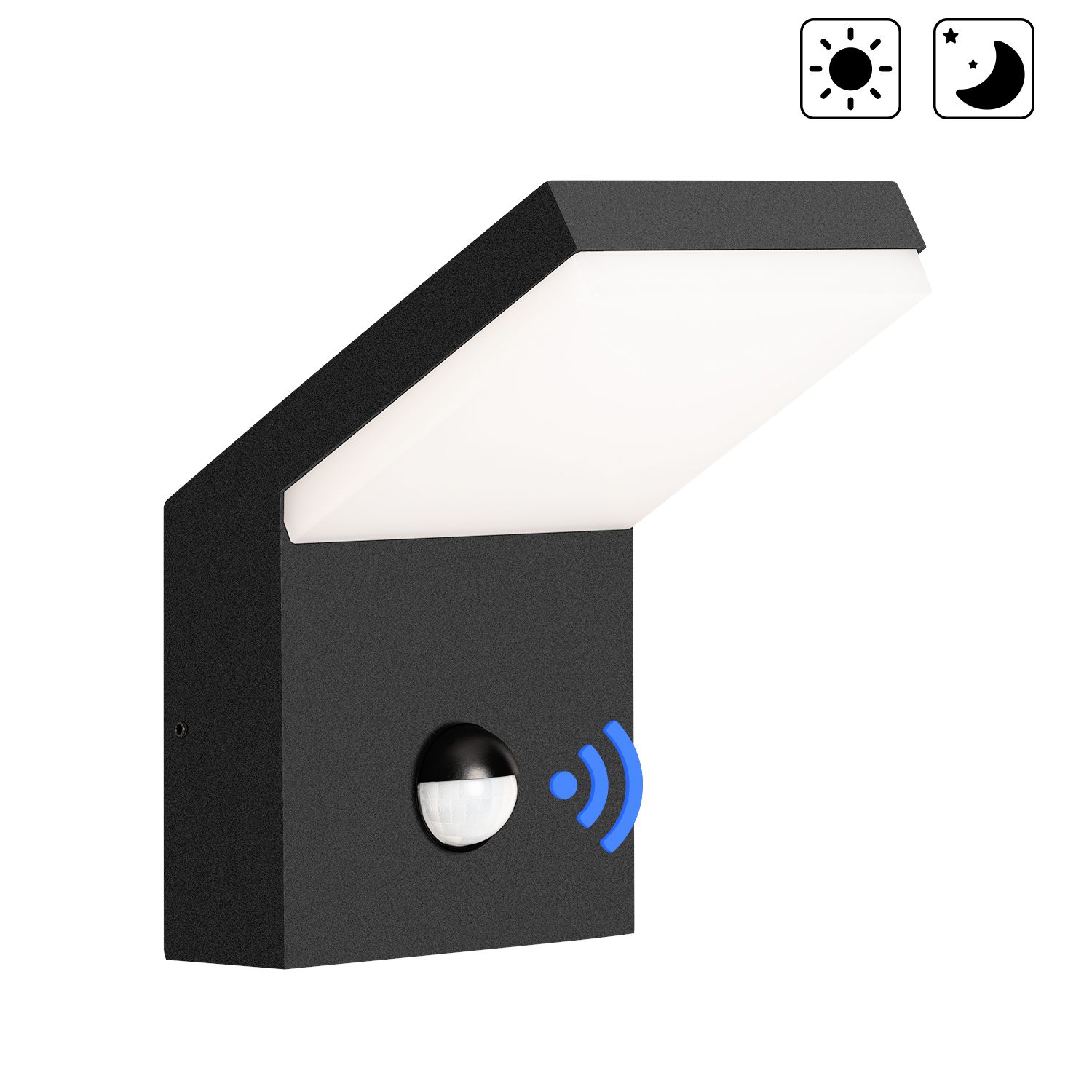 Flynama GO-A19009-BL Outdoor Wall Light 8.6-in H Gray Hardwired Motion Sensor Dusk to Dawn Integrated LED Outdoor Wall Light
