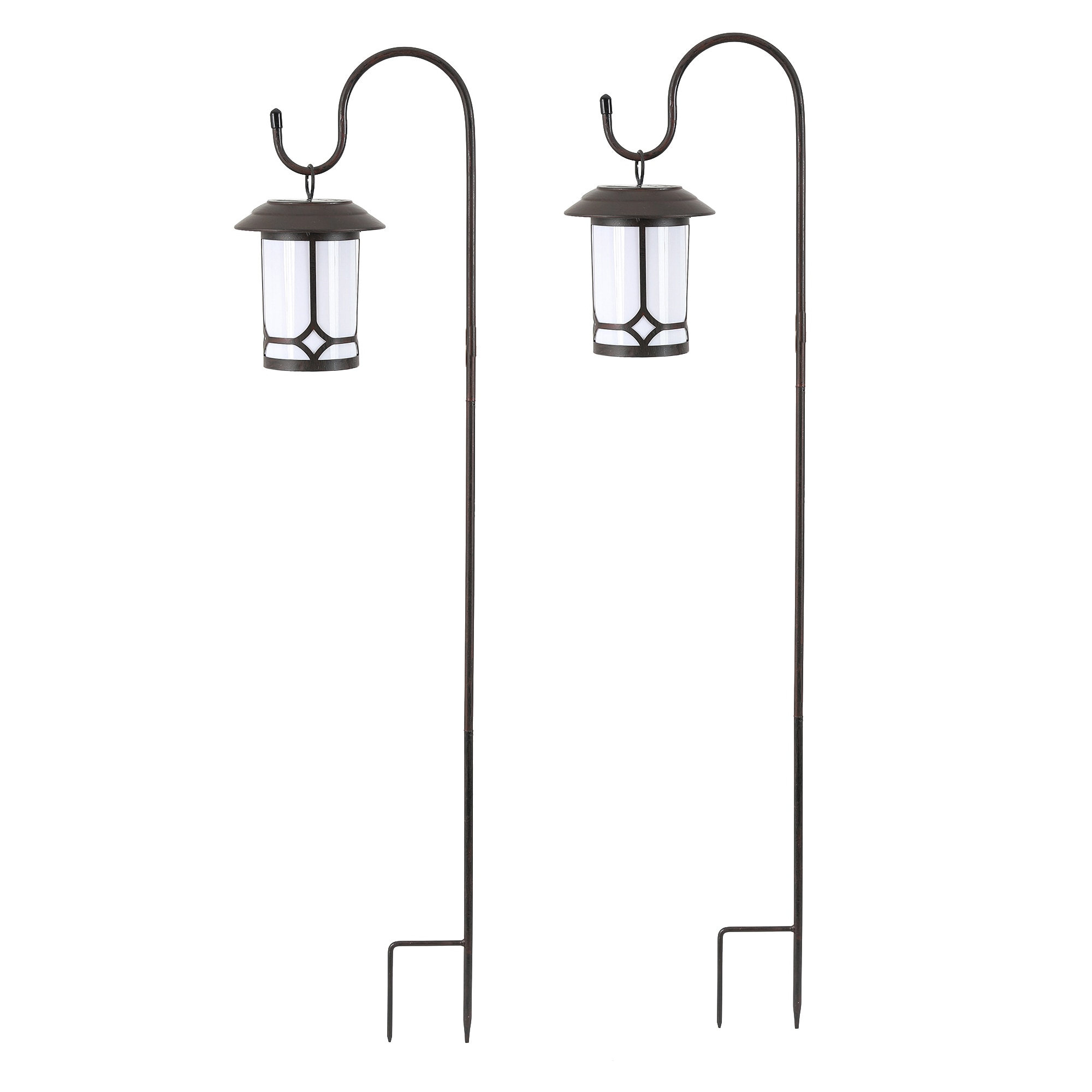 LuxenHome WH079 2 -Pack 7 -Lumens 3 -Watt Brown, white Solar LED Outdoor Path Light Kit ( 2800-K )