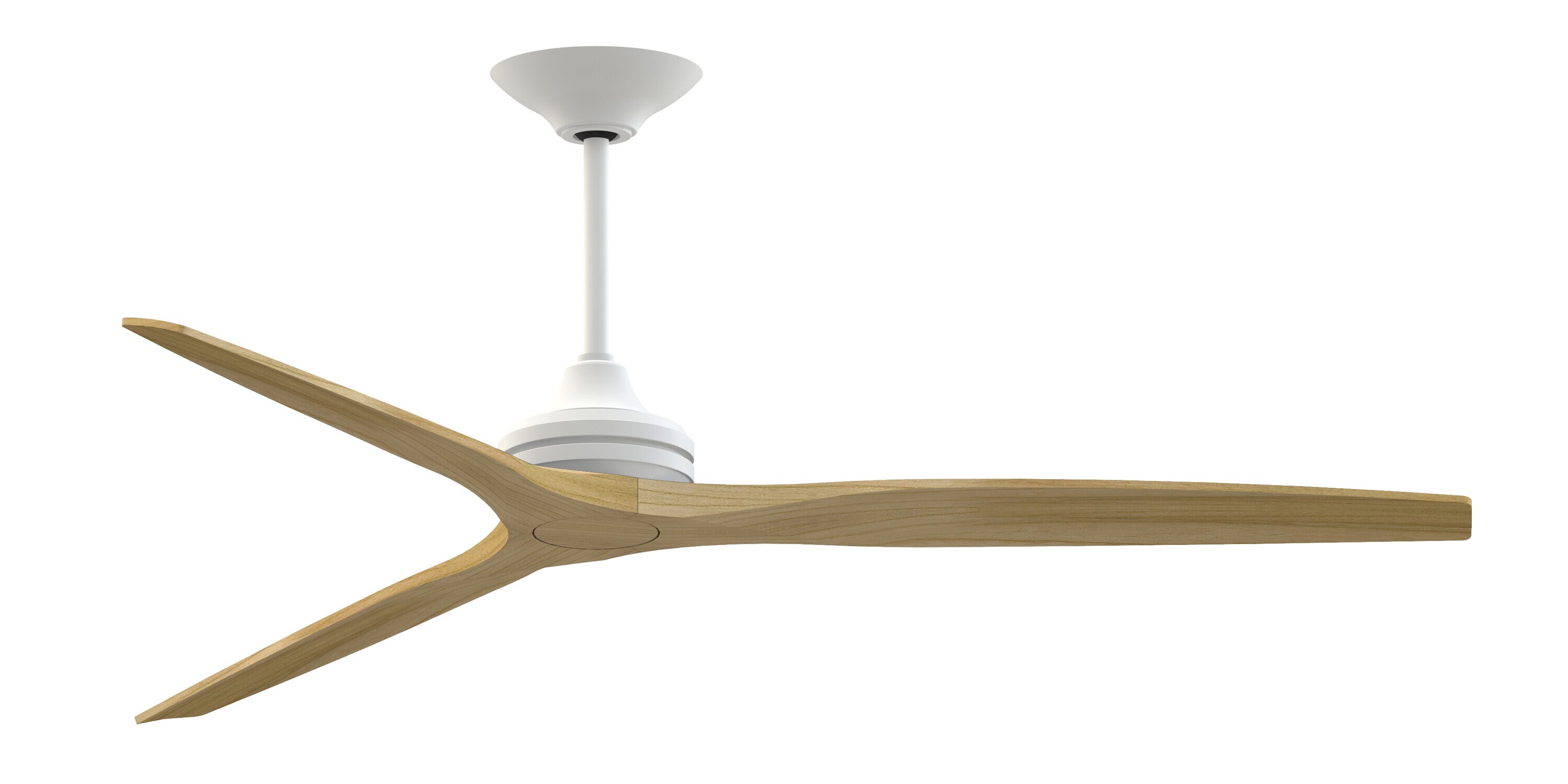 Fanimation FPD6721BMW-72N Spitfire 72-in Outdoor Smart Matte White with Natural Blades Propeller Ceiling Fan Light Kit Compatible - Remote Included ( 3 -Blade )