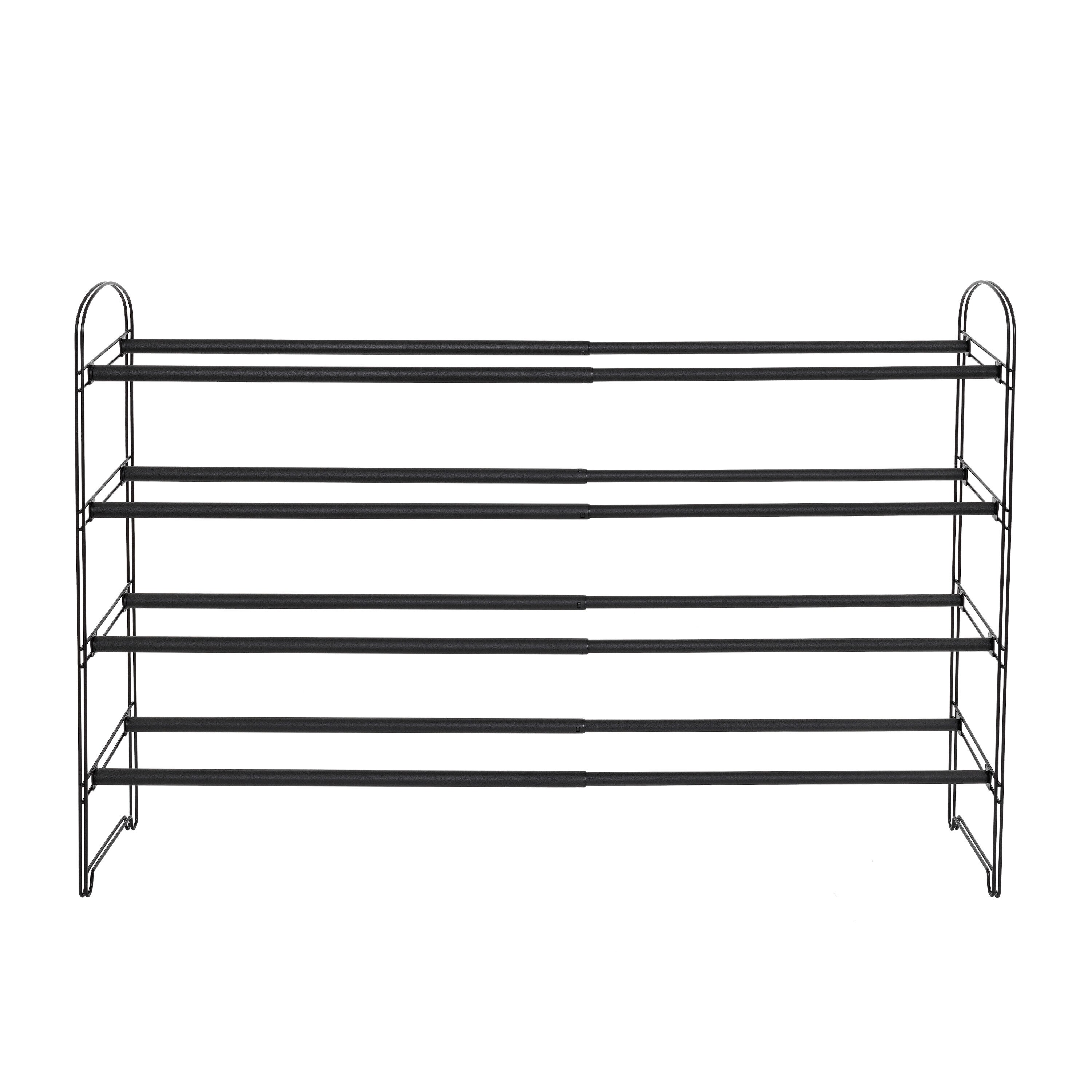 Seville Classics 4 Tier Expandable Black Steel Shoe Rack - Holds up to ...