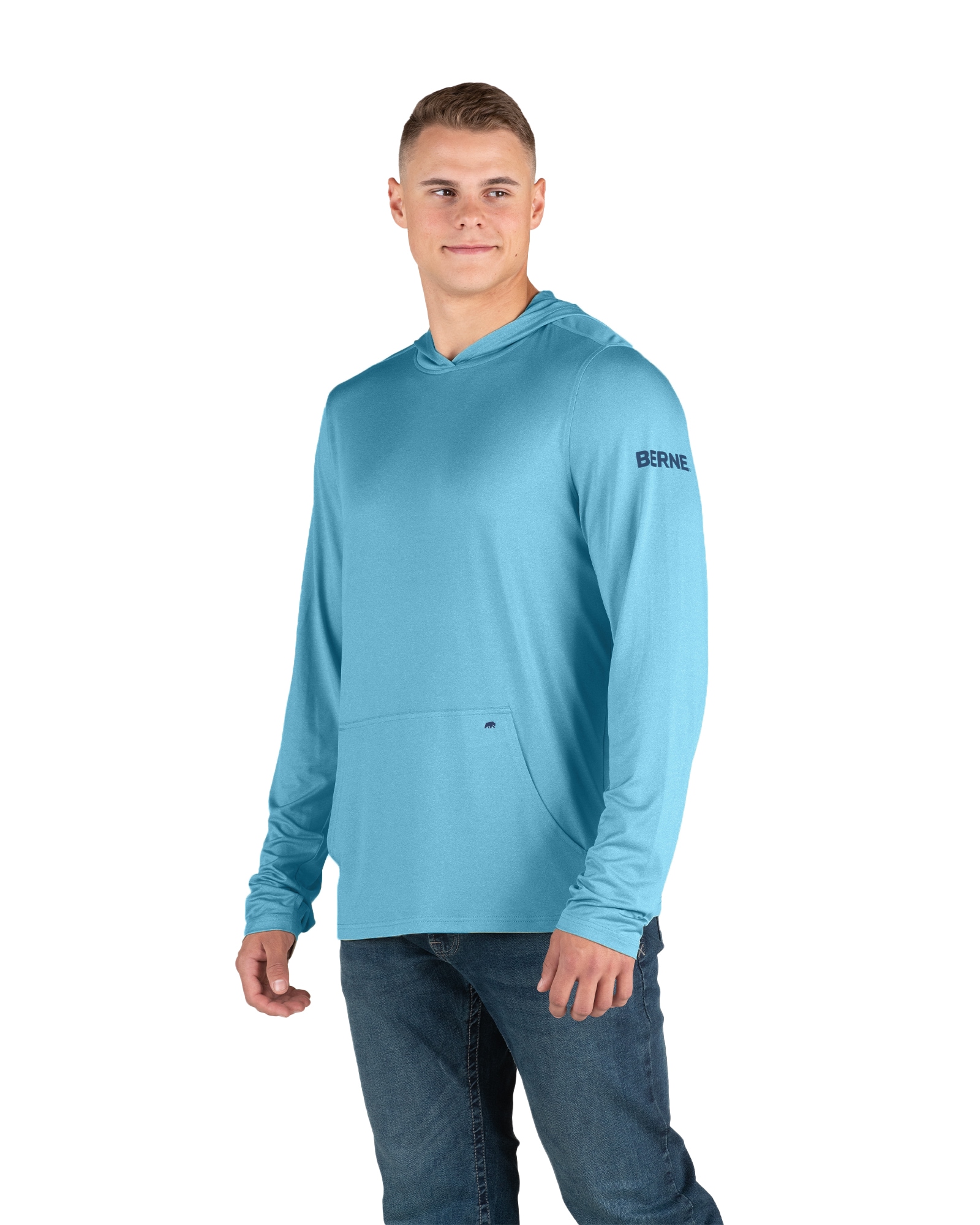BERNE APPAREL SH13HBLJR560 Men's Blue Jersey Long sleeve Solid Hoodie ( 3XL )