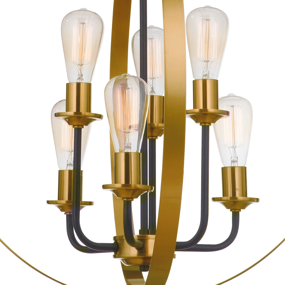 Randolph 24'' Black and Brass Globe Chandelier