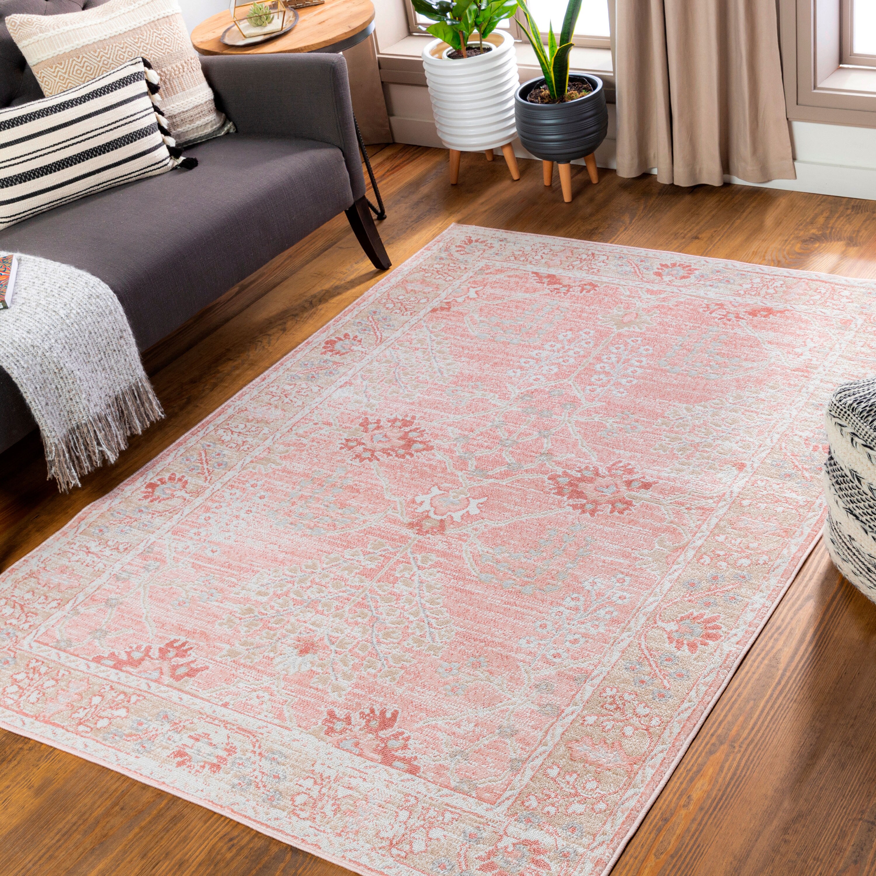Surya SRZ2311-6692 St tropez 7 x 9 (ft) Flatweave Polypropylene Rose Rectangular Indoor Medallion Oriental Area rug