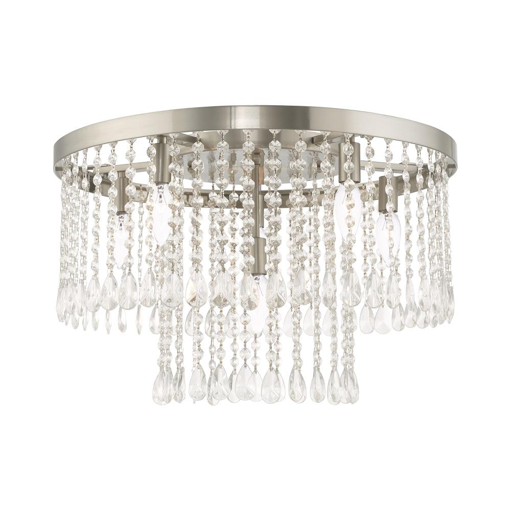Livex Lighting 51070-91 Elizabeth 6 -Light 22-in Brushed Nickel Flush Mount Light