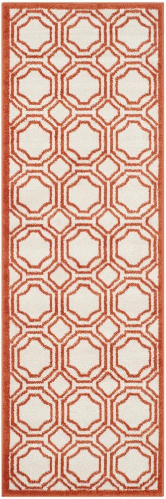 Safavieh AMT411F-27 Mosaic 2 x 7 (ft) Loomed Polypropylene Ivory/Orange Rectangular Indoor/Outdoor Trellis Runner rug