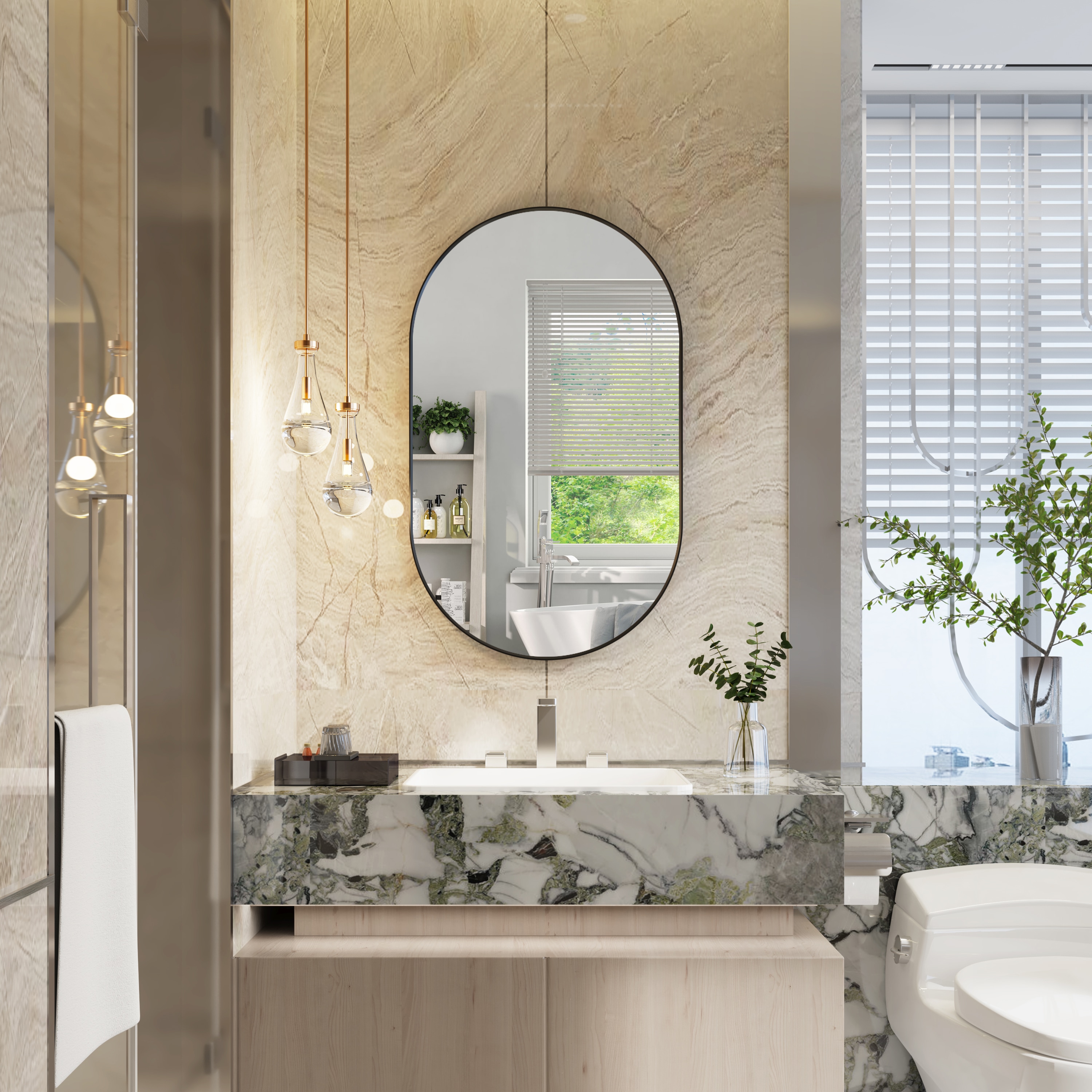 WELLFOR F2MR2440MB Framed-Bath-Mirrors - View #3
