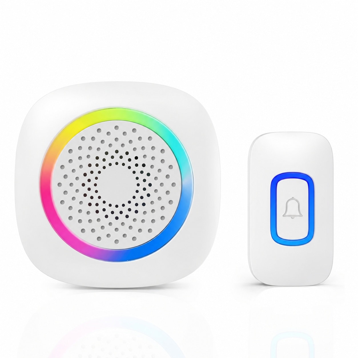 Justincity  Wireless Doorbell Kit 1300 Feet Range IP66 Waterproof RGB Alarm Light 60 Chimes 5 Volume Levels Memory Function for Home Apartment